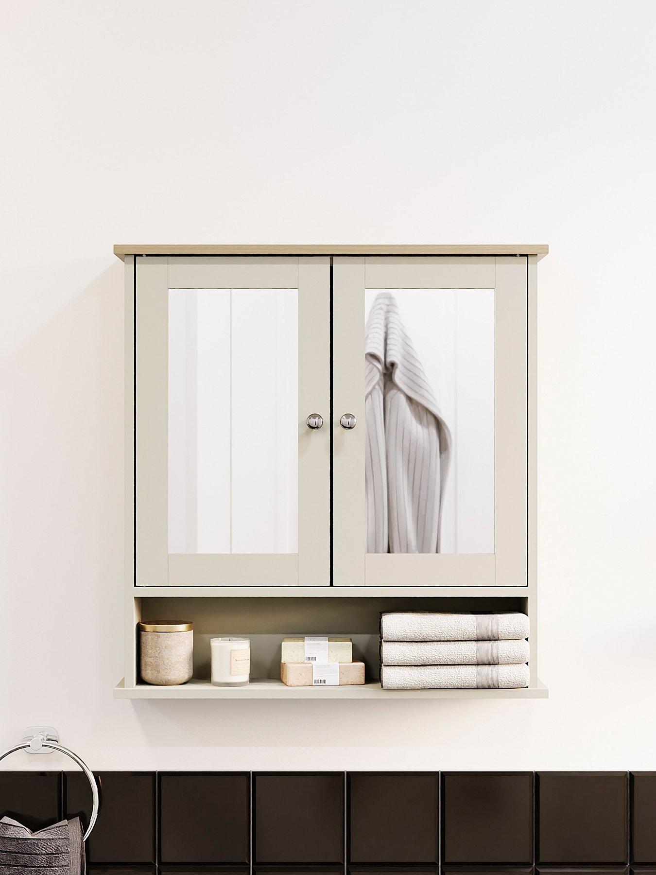 Product photograph of Bath Vida Priano 2 Door Mirrored Wall Cabinet With Shelf from very.co.uk