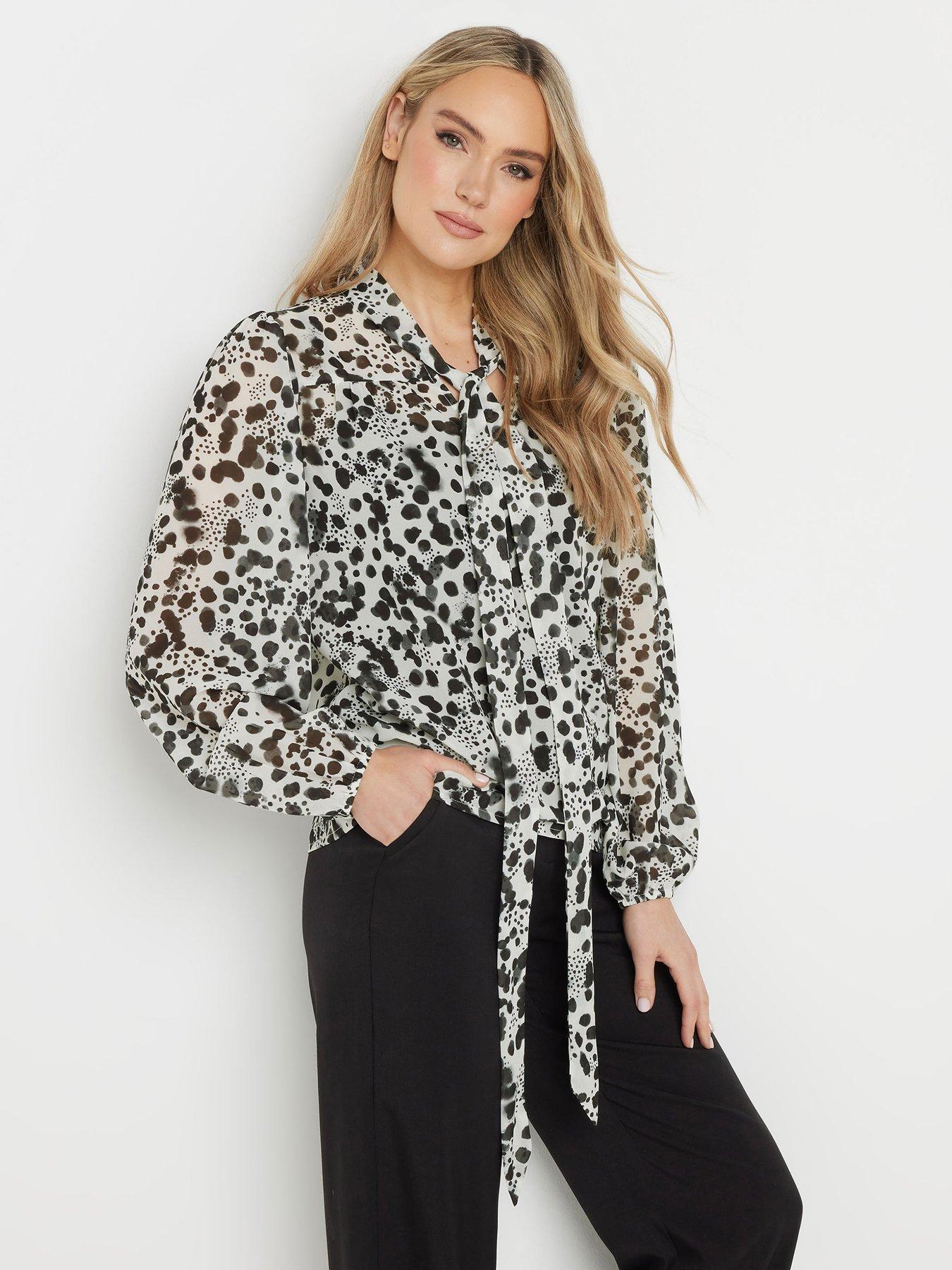 undefined Tall Smudge Spot Tie Neck Top
