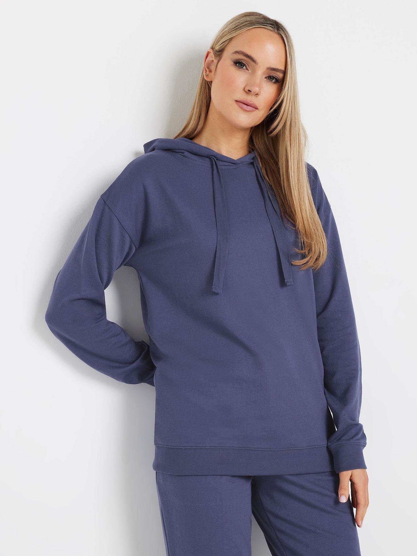 Long Tall Sally Drop Shoulder Drawcord Hoodie - Blue