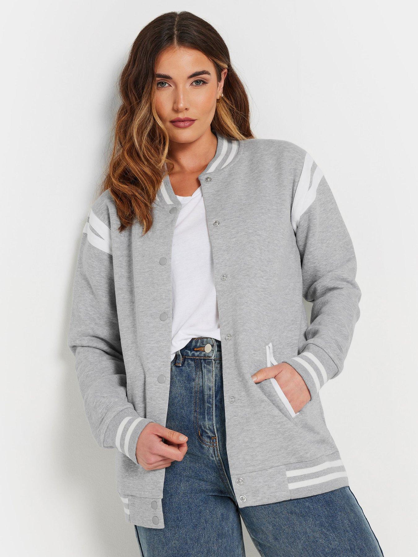 Image 1 of 4 of Long Tall Sally Tall Varsity Bomber Jacket - Grey