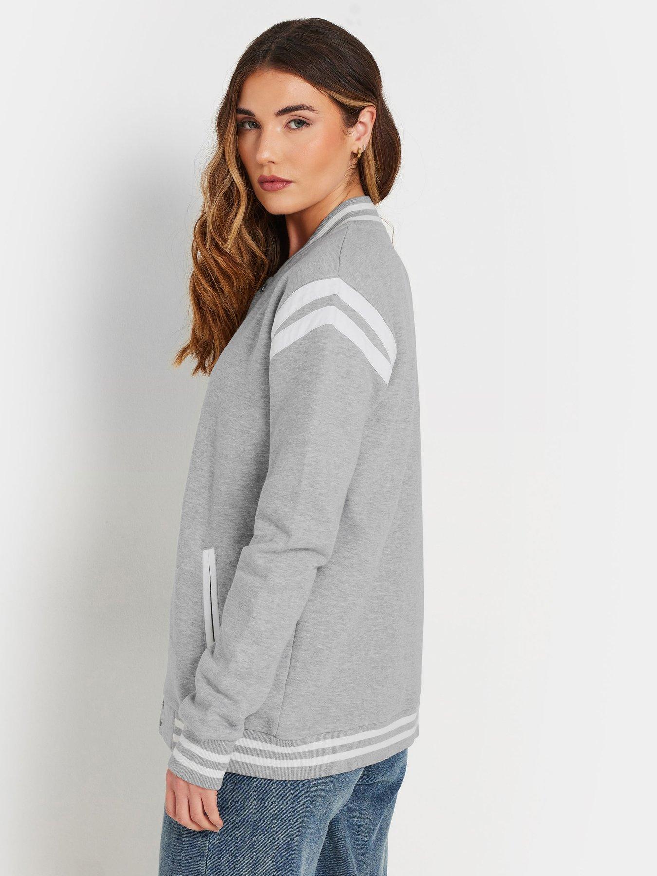 Image 2 of 4 of Long Tall Sally Tall Varsity Bomber Jacket - Grey