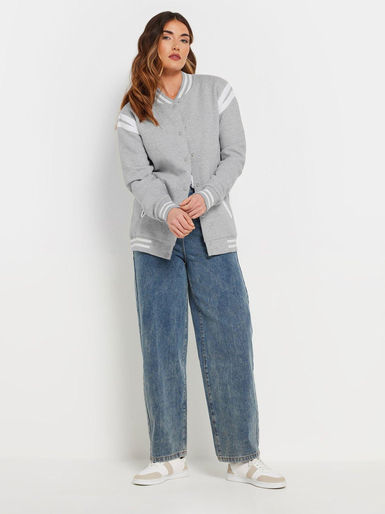 Image 3 of 4 of Long Tall Sally Tall Varsity Bomber Jacket - Grey