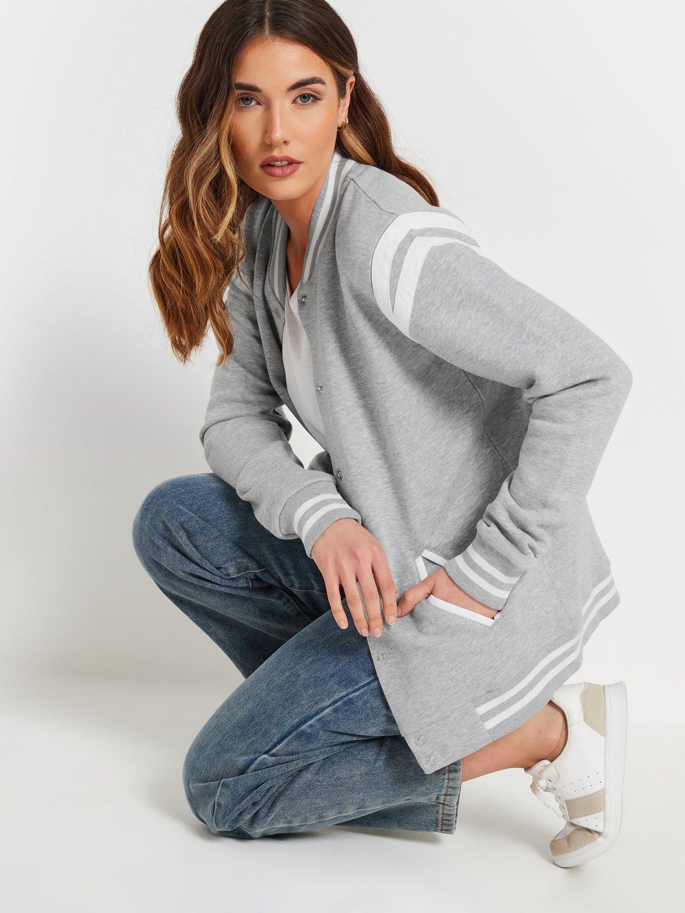 Image 4 of 4 of Long Tall Sally Tall Varsity Bomber Jacket - Grey