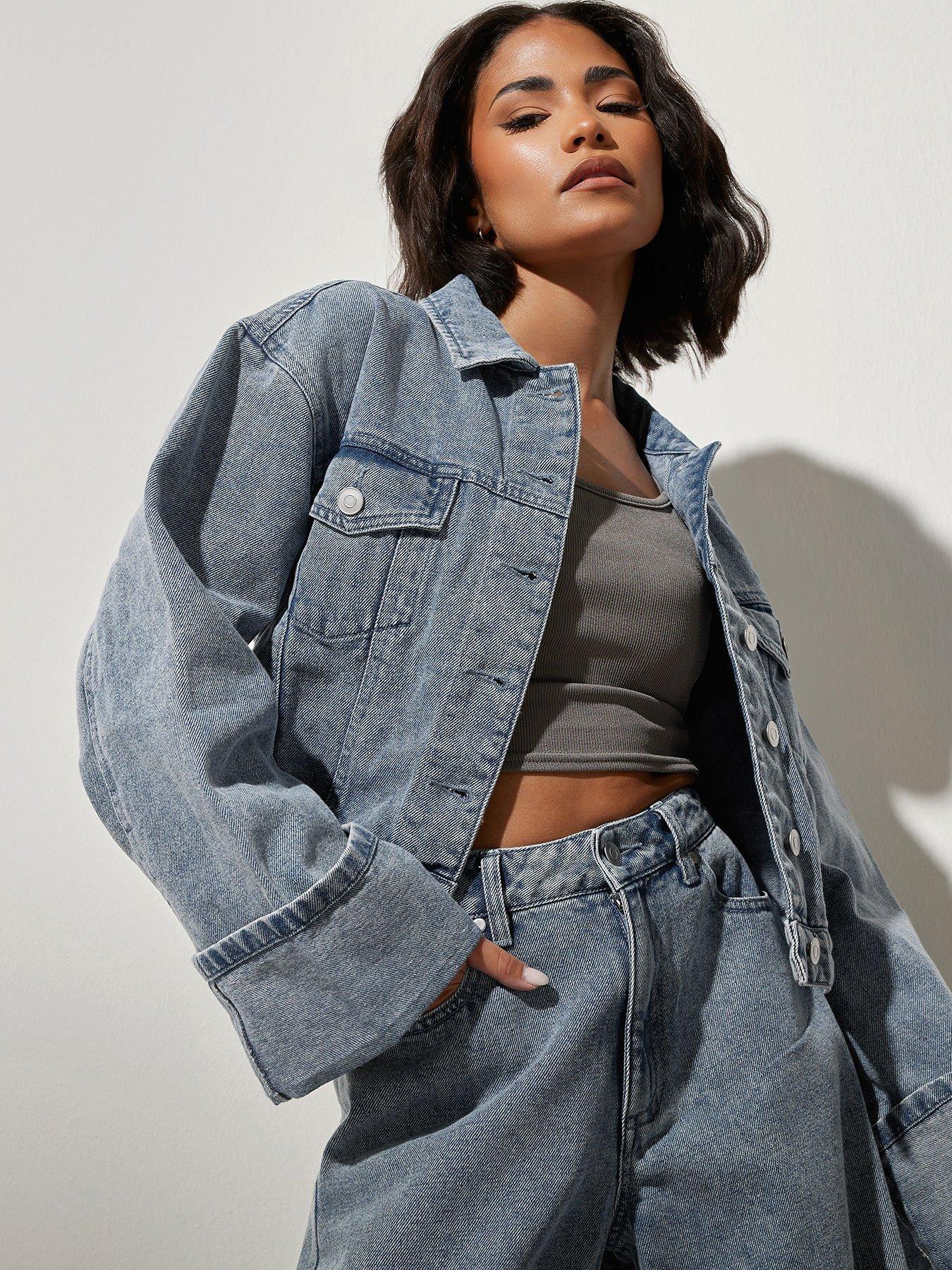 undefined Petite Fold Over Jacket - Blue