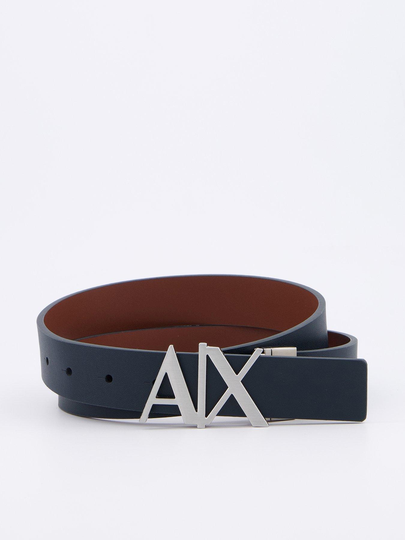undefined Logo Buckle Reversible Leather Belt - Navy