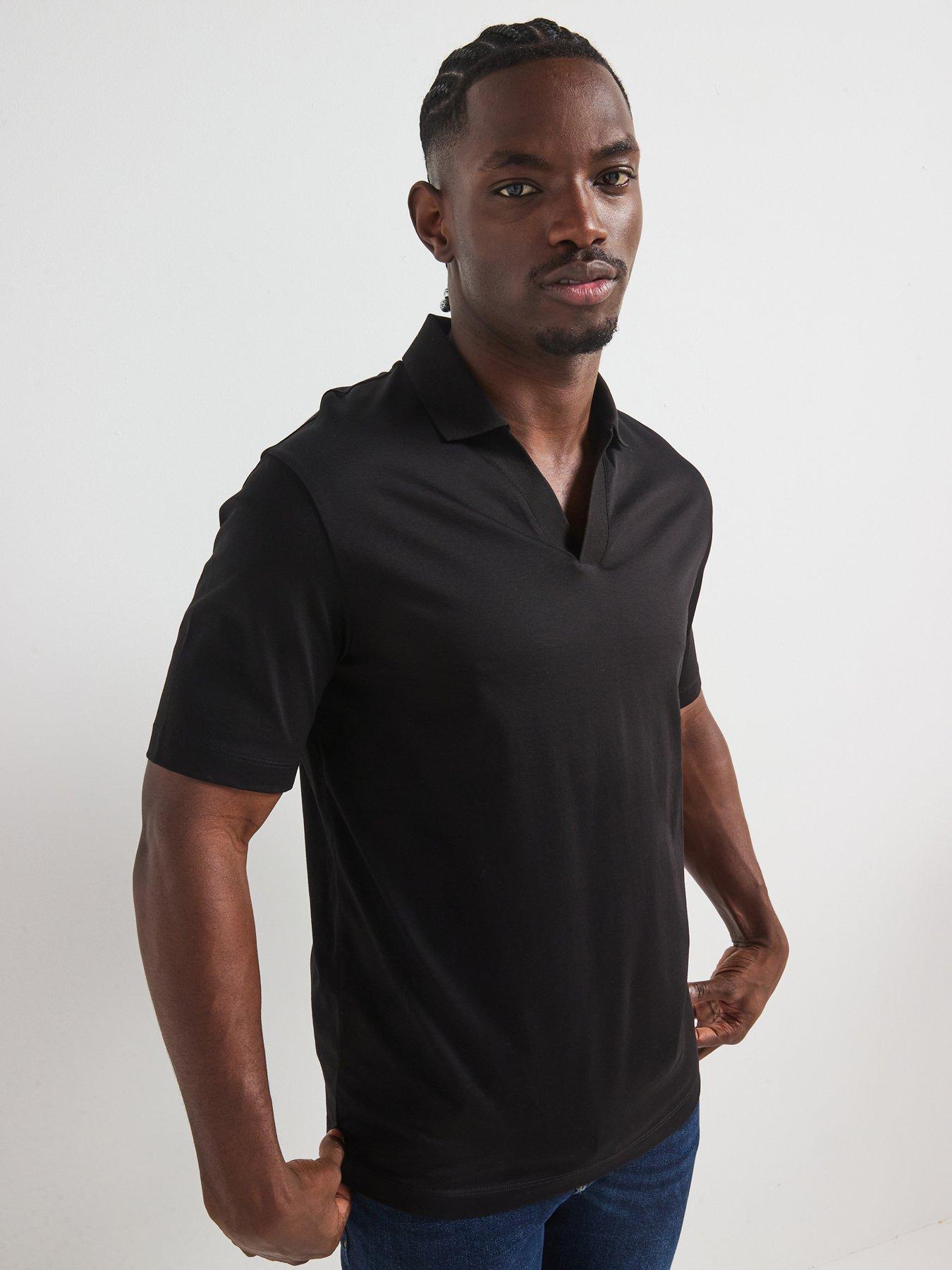 undefined Open Collar Polo Shirt - Black
