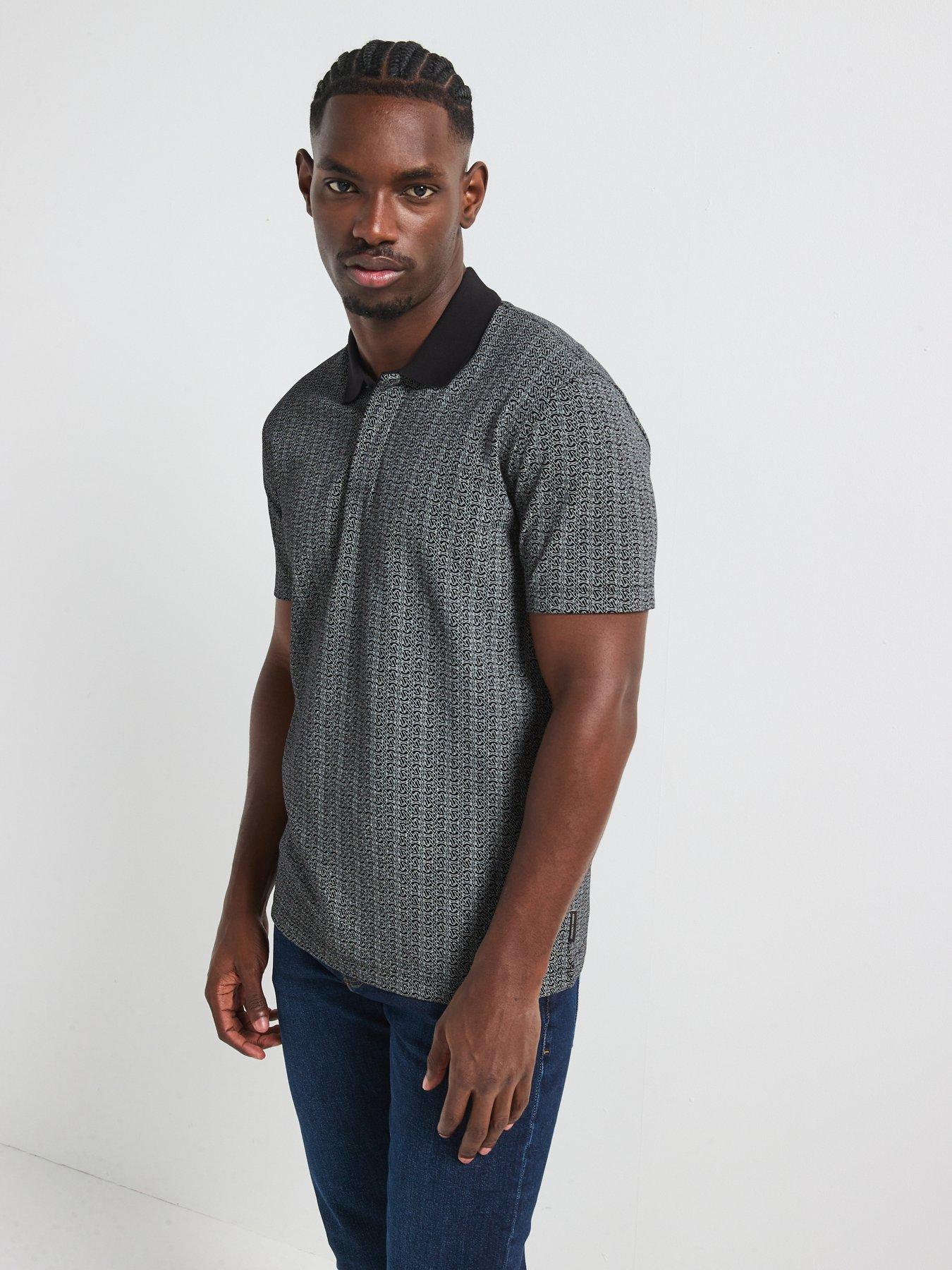 Armani Exchange AX Print Polo Shirt - Black