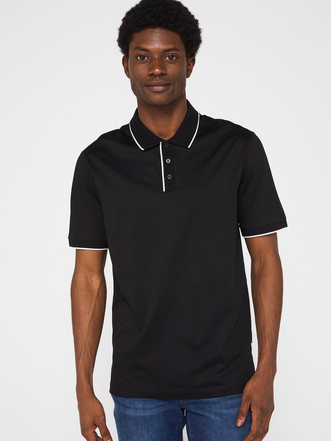 Armani Exchange Tipped Polo Shirt, Black, Size L, Men