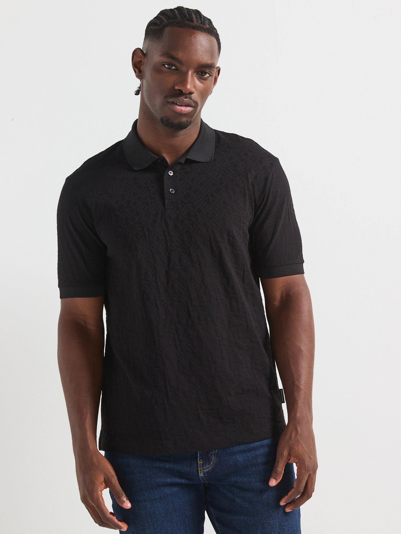 undefined Embossed Print Polo Shirt - Black