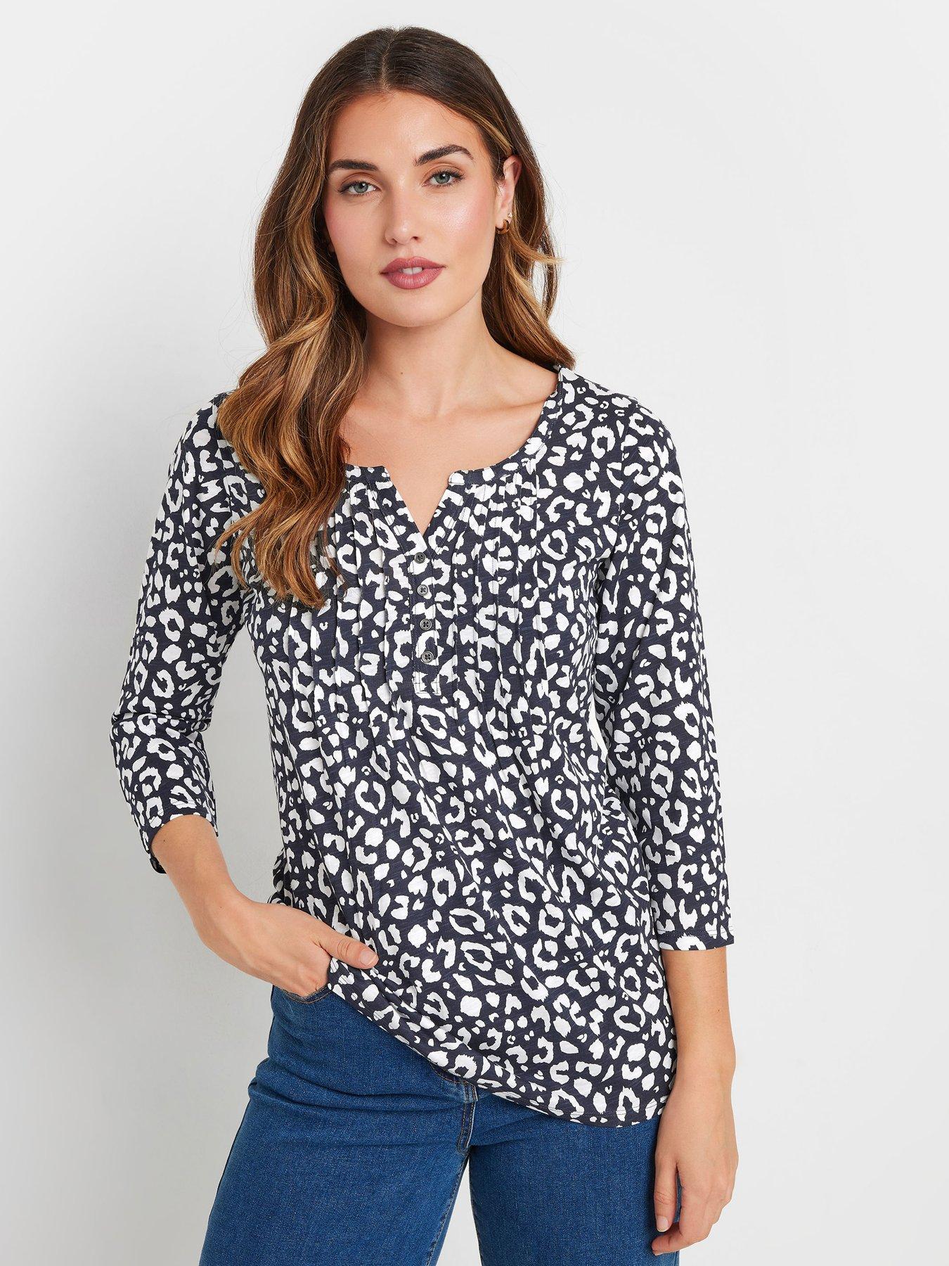 undefined Tall Animal Print Pintuck Henley