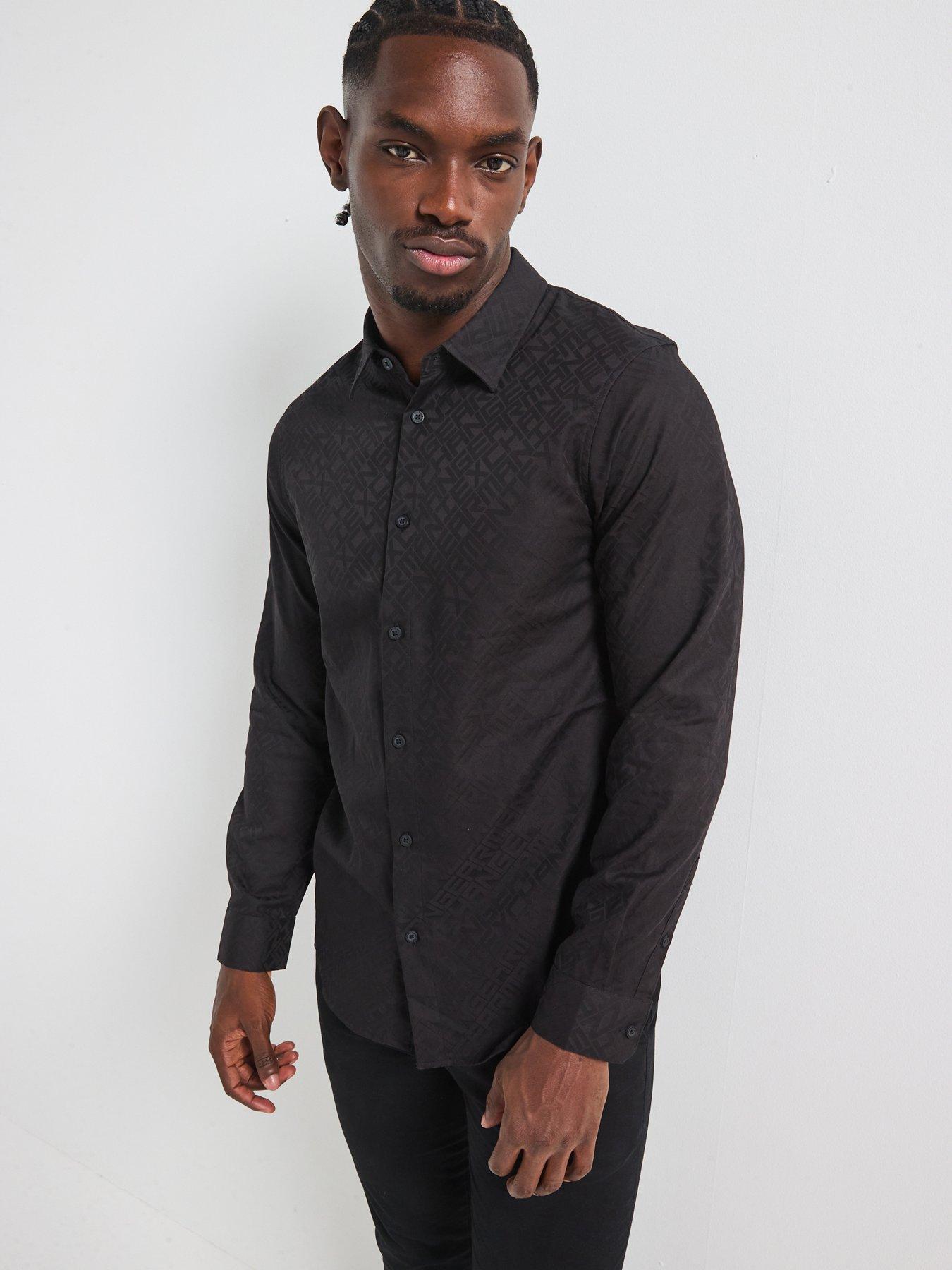 undefined Printed Jacquard Shirt - Black