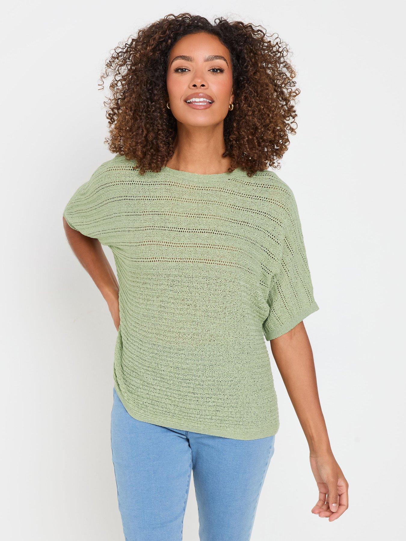 undefined Slash Neck Short Sleeve Jumper - Green