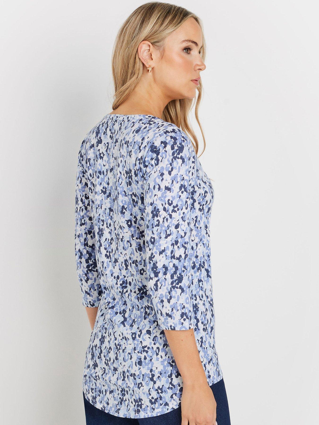 Image 2 of 4 of Long Tall Sally 2 Pack Pintuck Henley Top - Blue