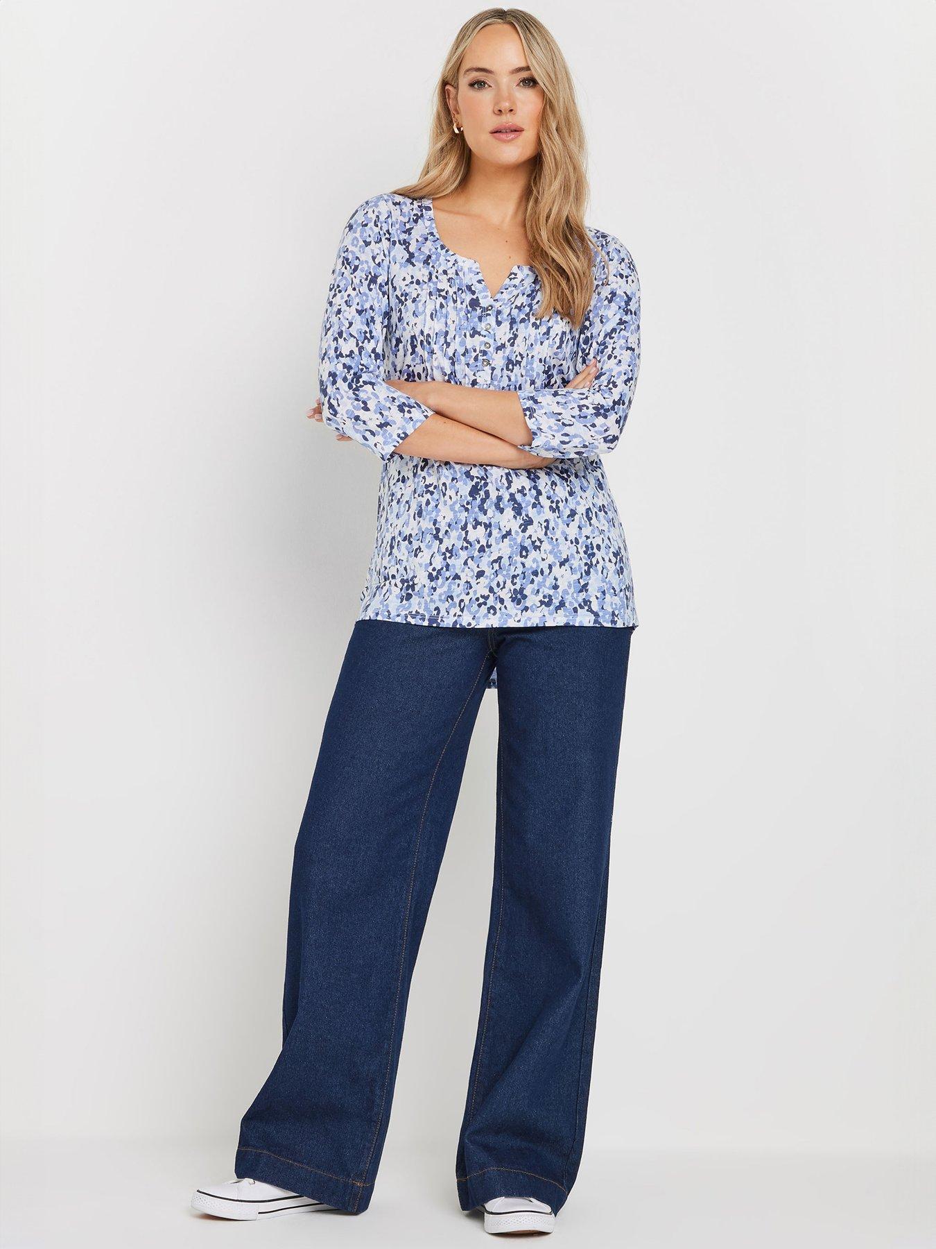 Image 3 of 4 of Long Tall Sally 2 Pack Pintuck Henley Top - Blue