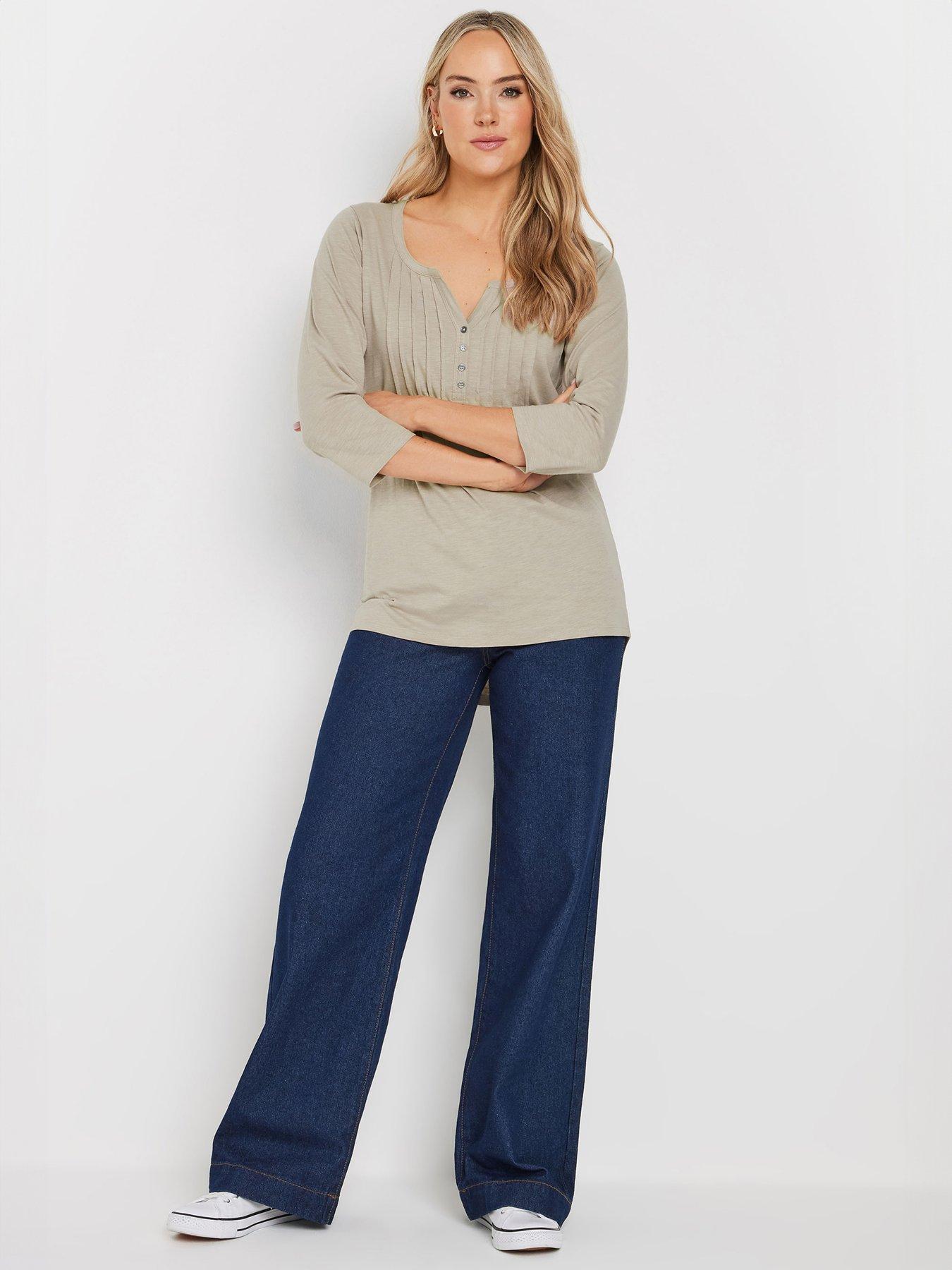 Image 4 of 4 of Long Tall Sally 2 Pack Pintuck Henley Top - Blue