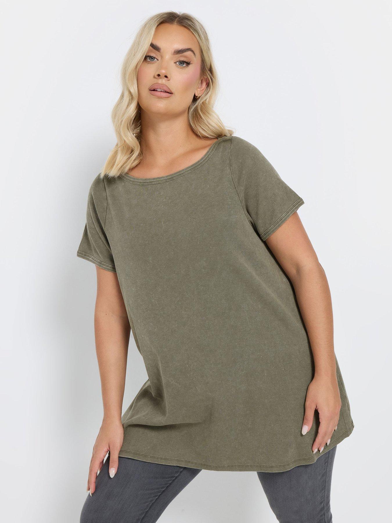 undefined Curve Boat Neck Rib Swing T-Shirt - Green