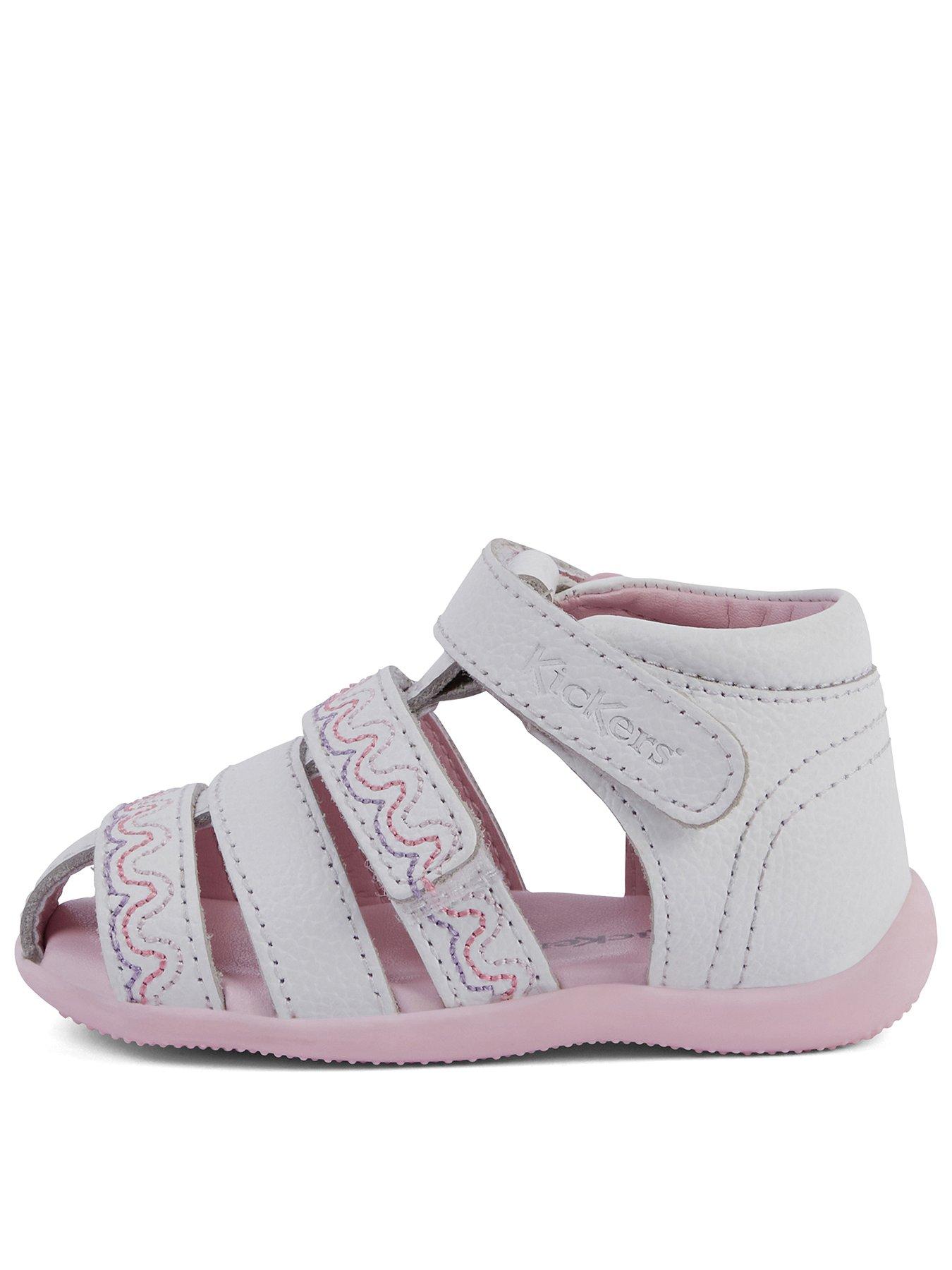 Image 1 of 7 of Kickers Wriggle Sandal Baby Wave Leather Boot - White