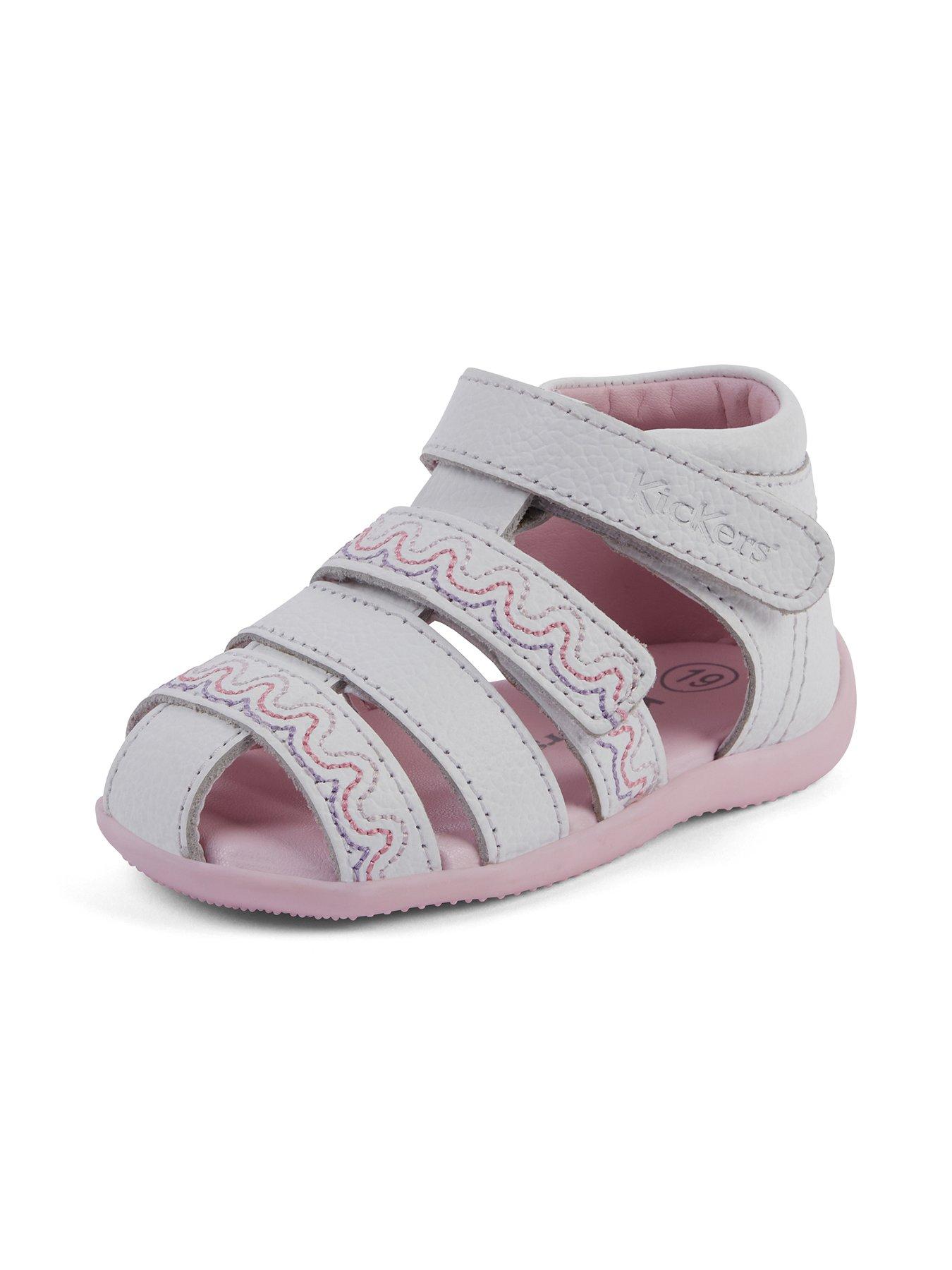 Image 6 of 7 of Kickers Wriggle Sandal Baby Wave Leather Boot - White