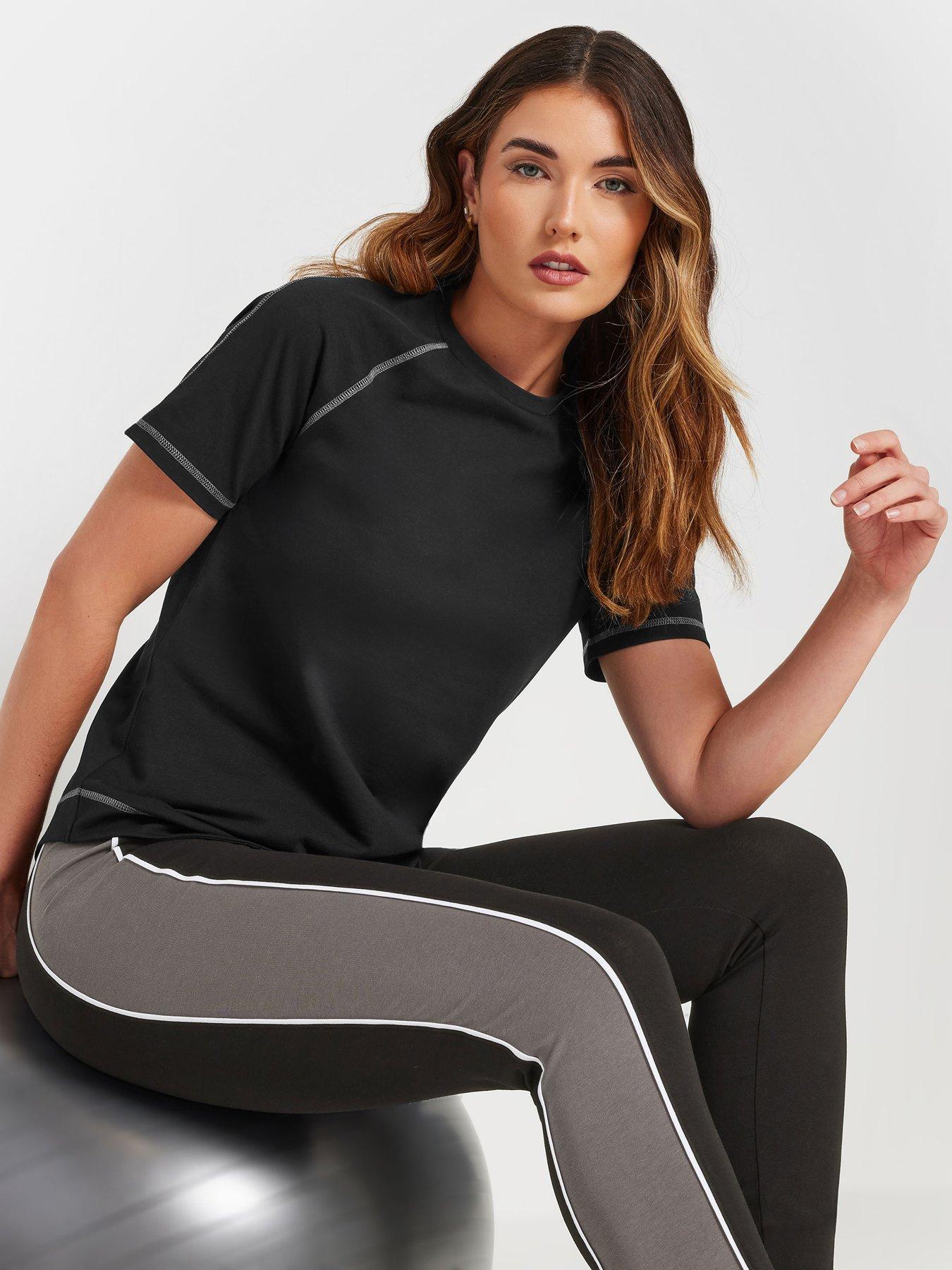 undefined Active Short Sleeve Curved Hem T Shirt - Black