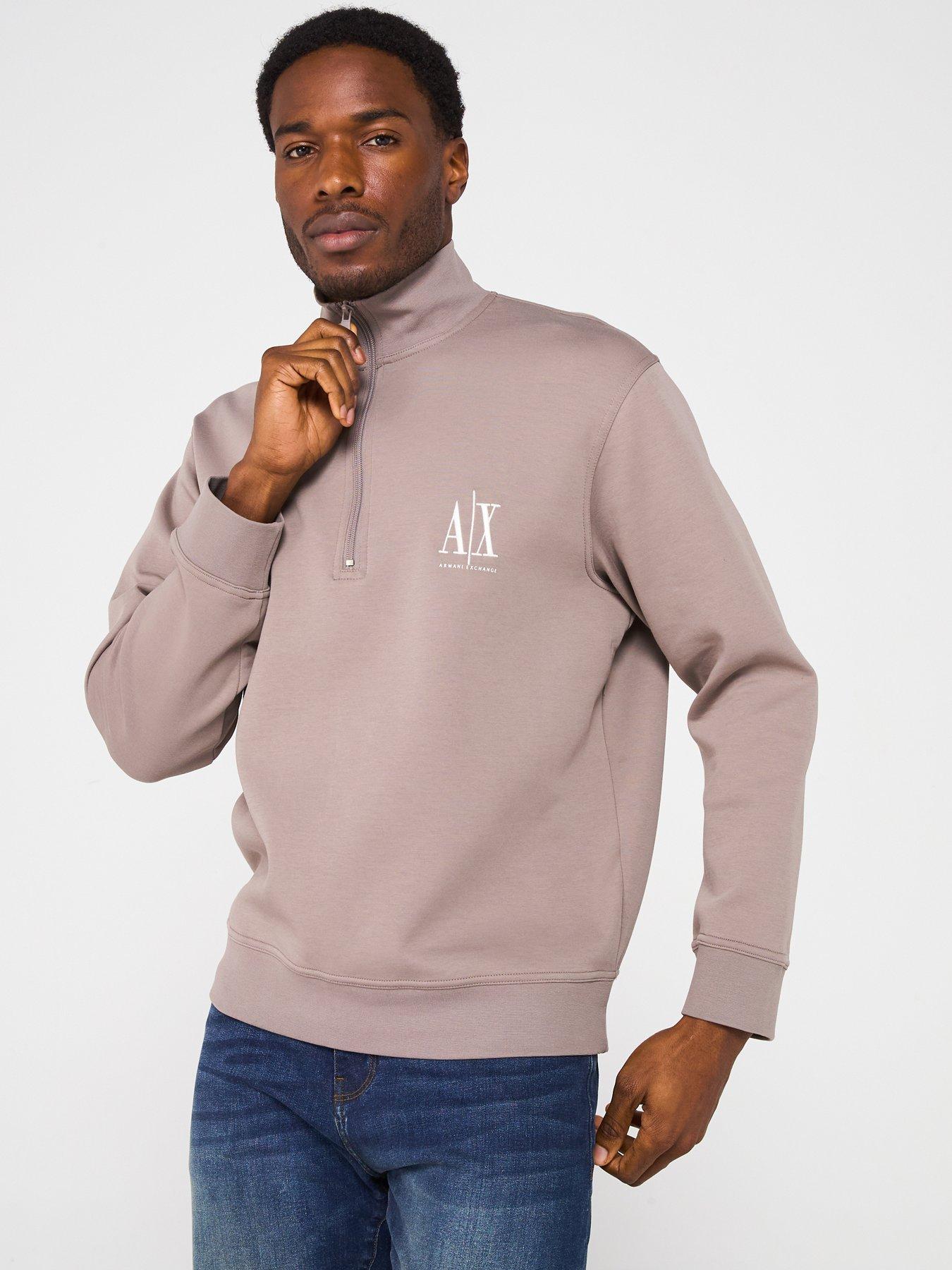 Image 1 of 5 of Armani Exchange Icon Project 1/4 Zip Sweat Top - Beige