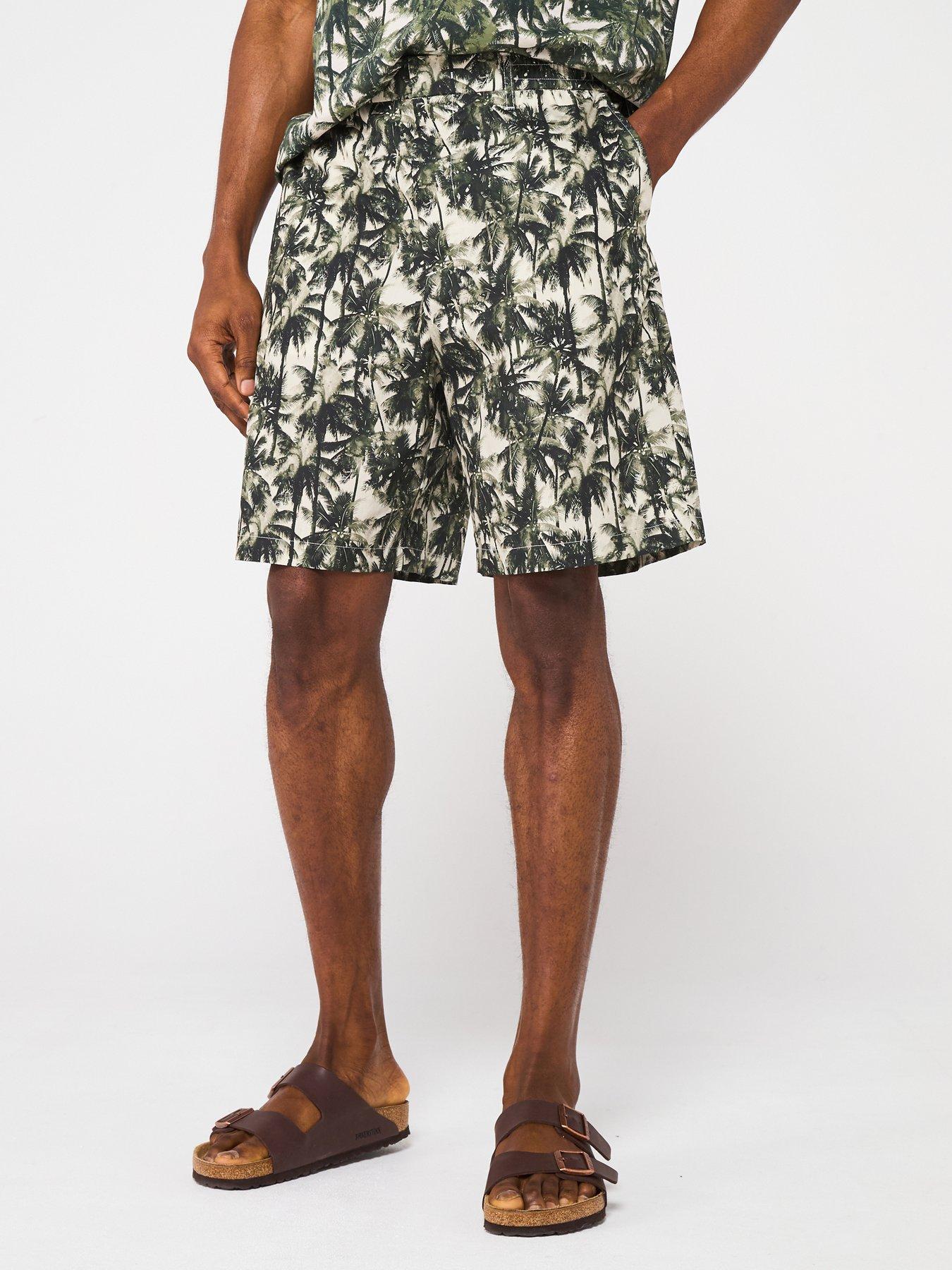 Image 1 of 5 of Armani Exchange Palm Print Shorts - Dark Multi