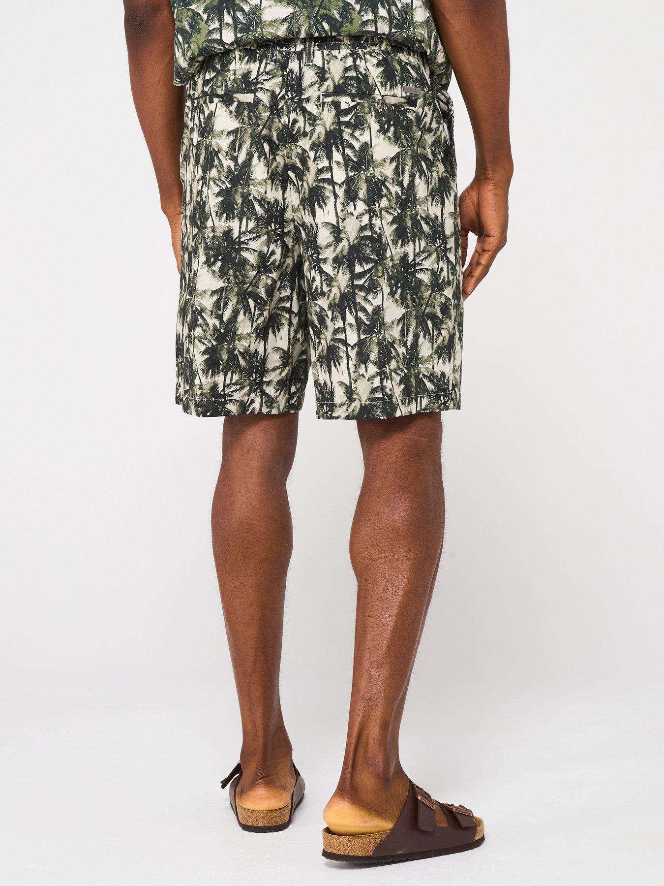 Image 2 of 5 of Armani Exchange Palm Print Shorts - Dark Multi
