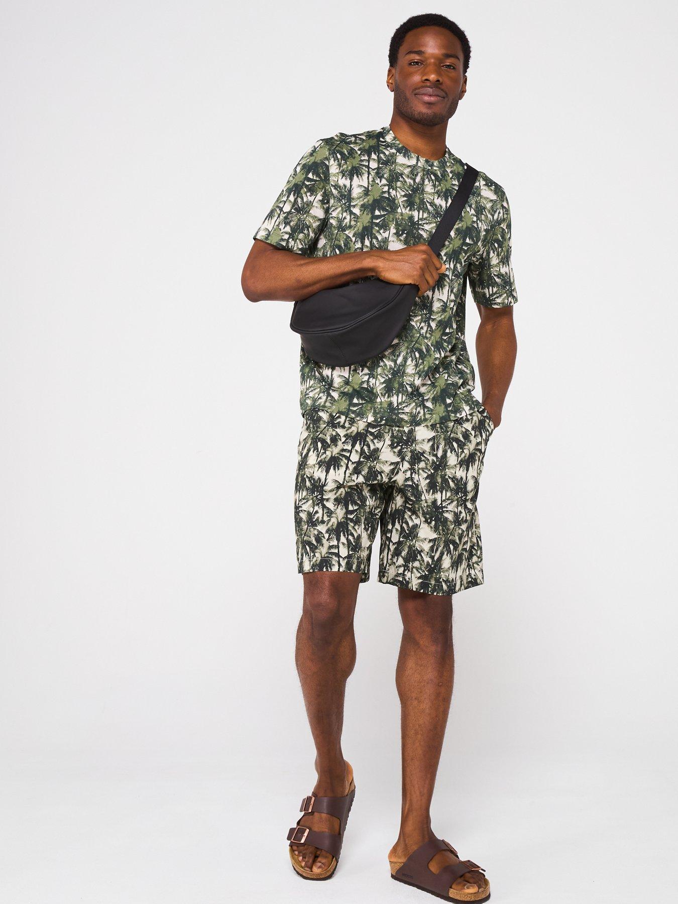 Image 3 of 5 of Armani Exchange Palm Print Shorts - Dark Multi