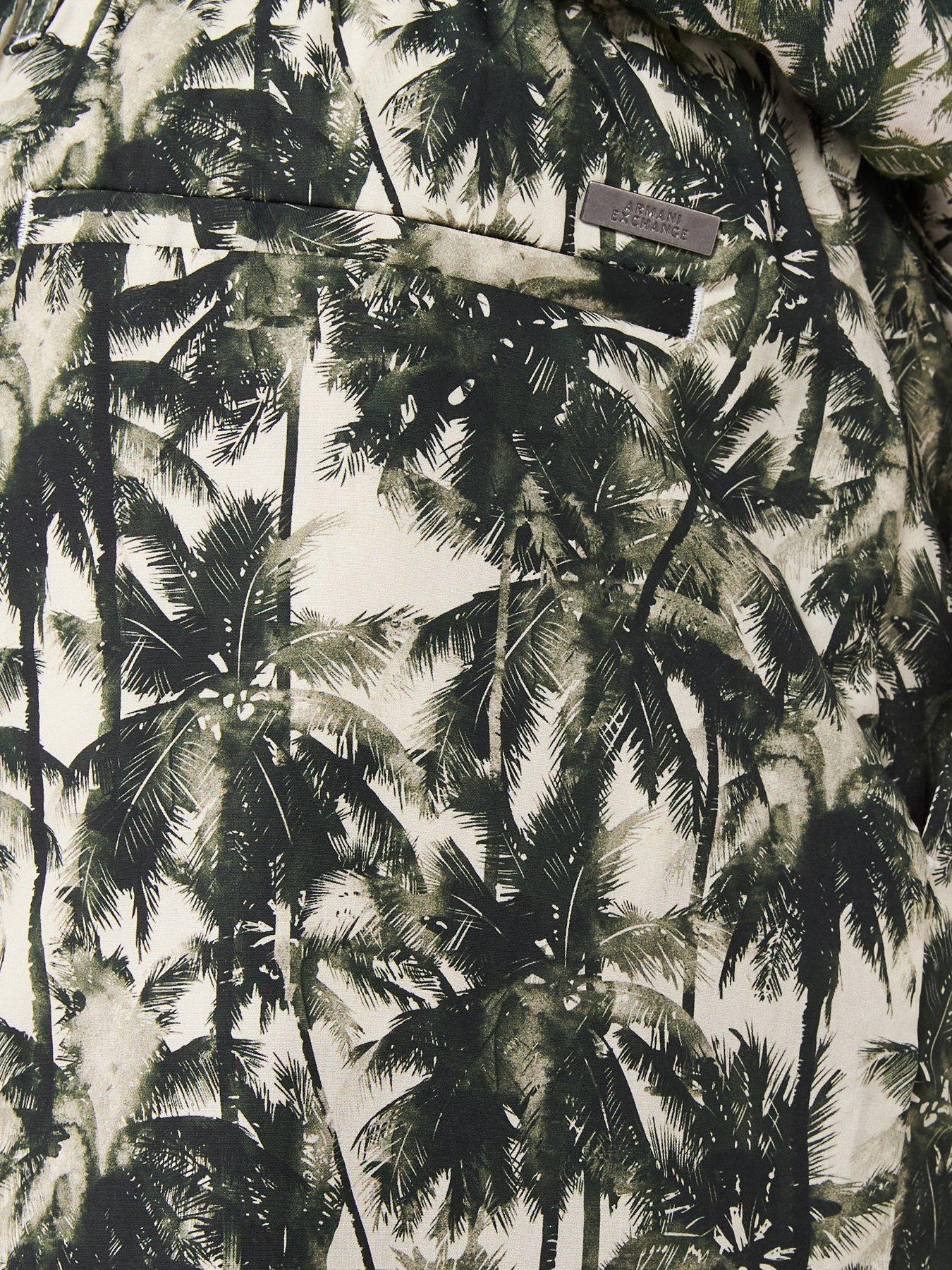 Image 4 of 5 of Armani Exchange Palm Print Shorts - Dark Multi