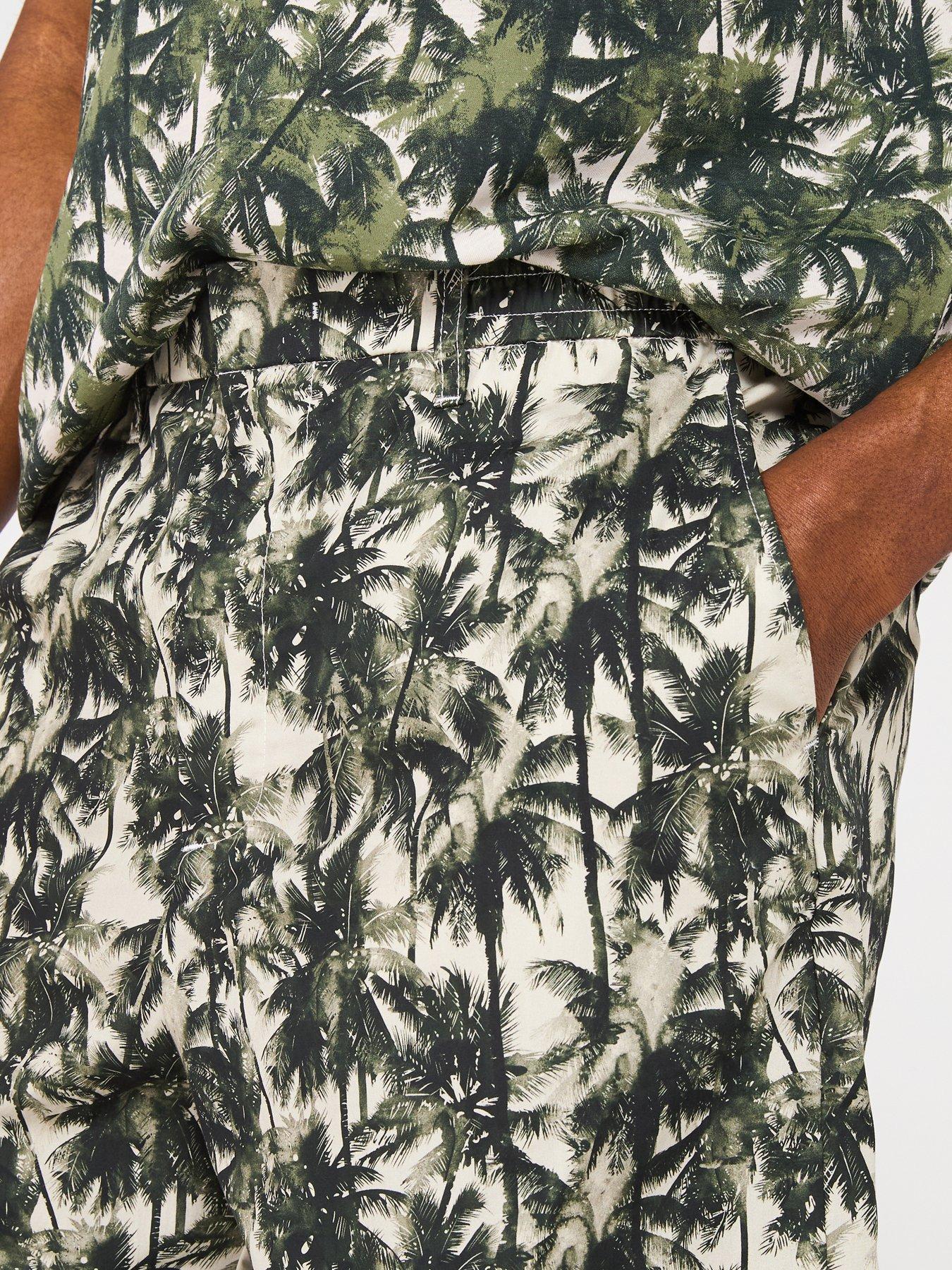 Image 5 of 5 of Armani Exchange Palm Print Shorts - Dark Multi