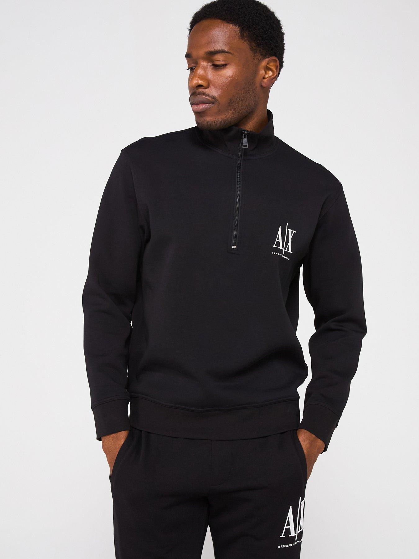 Armani Exchange Icon Project 1/4 Zip Sweat Top - Black | Very