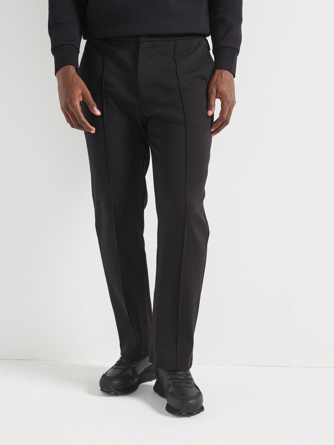 undefined Straight Leg Jersey Trousers - Black