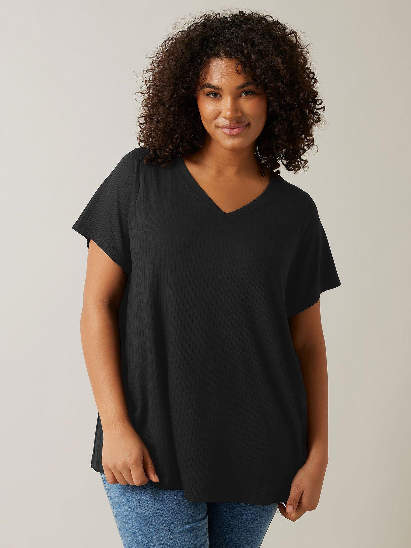 undefined Short Sleeve Modal Ribbed T-Shirt - Black