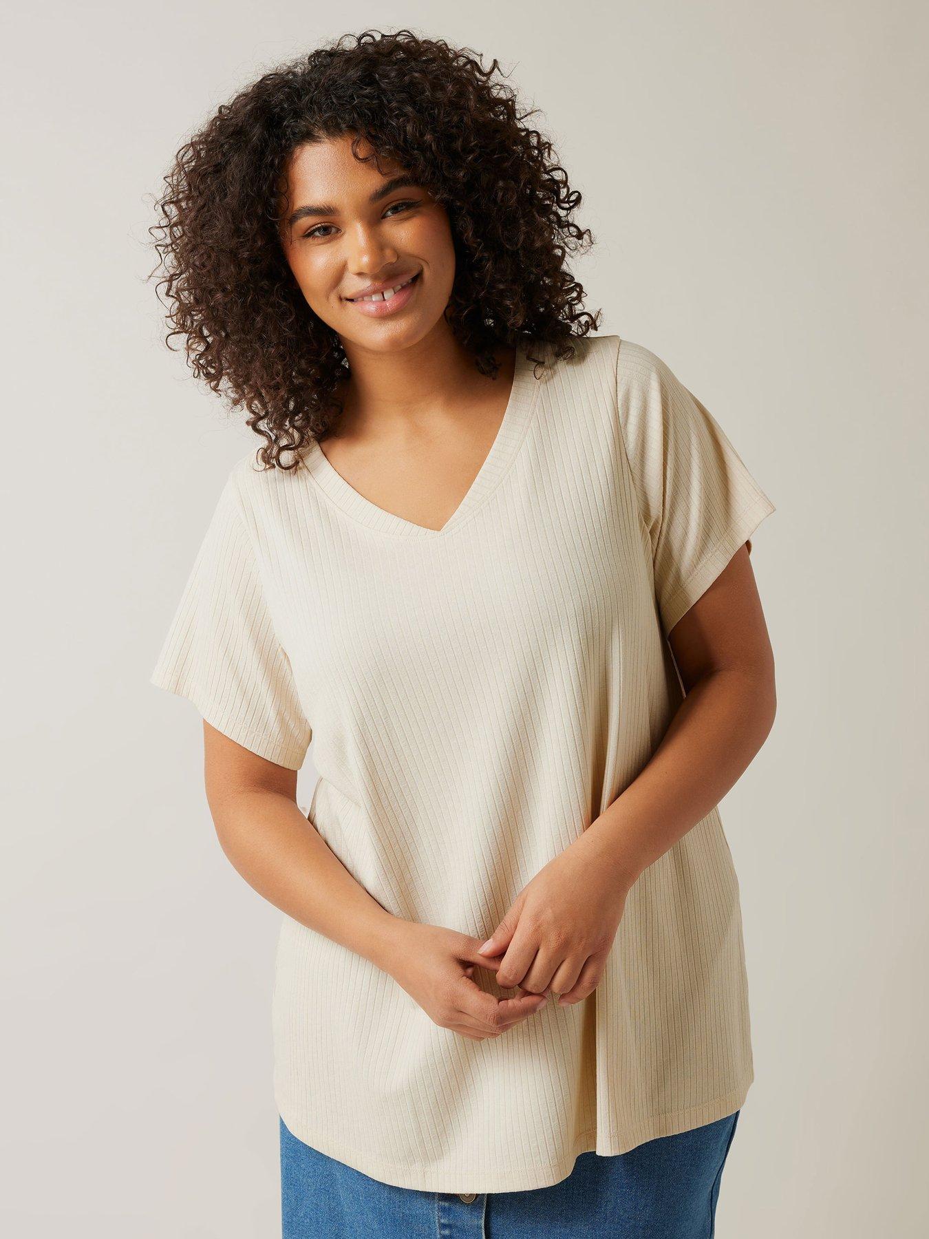 undefined Short Sleeve Modal Ribbed T-Shirt - Natural