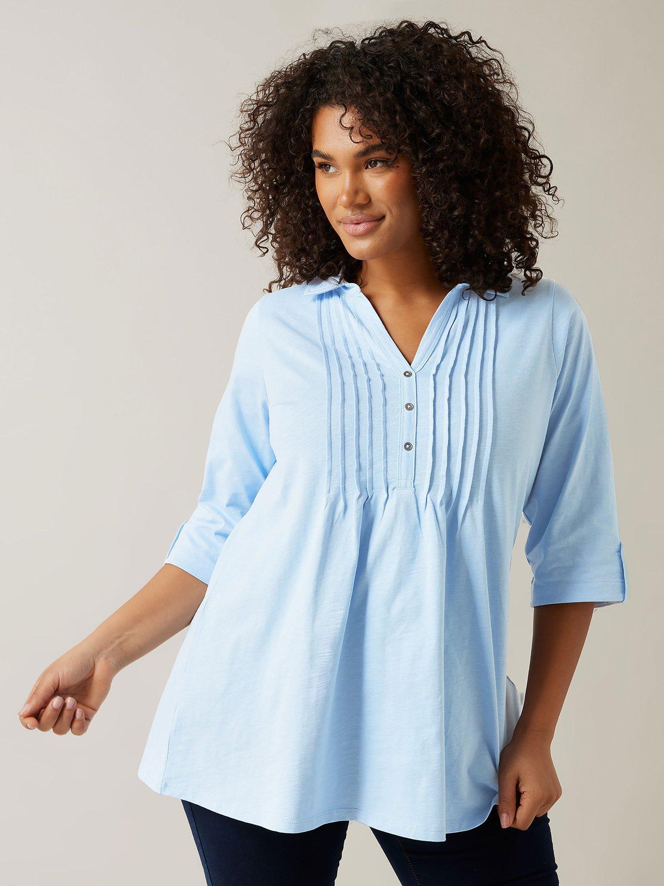 Image of Evans Pintuck Slub Henley Top - Blue