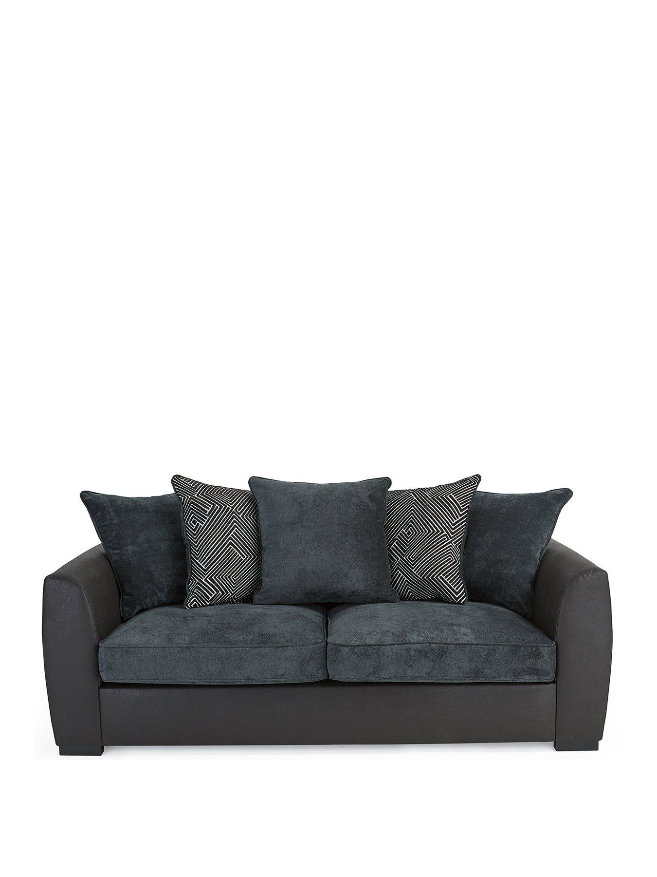 Image 2 of 7 of Very Home Cabo Fabric and Faux Leather 3 Seater Sofa - Charcoal&nbsp;- FSC&reg; Certified