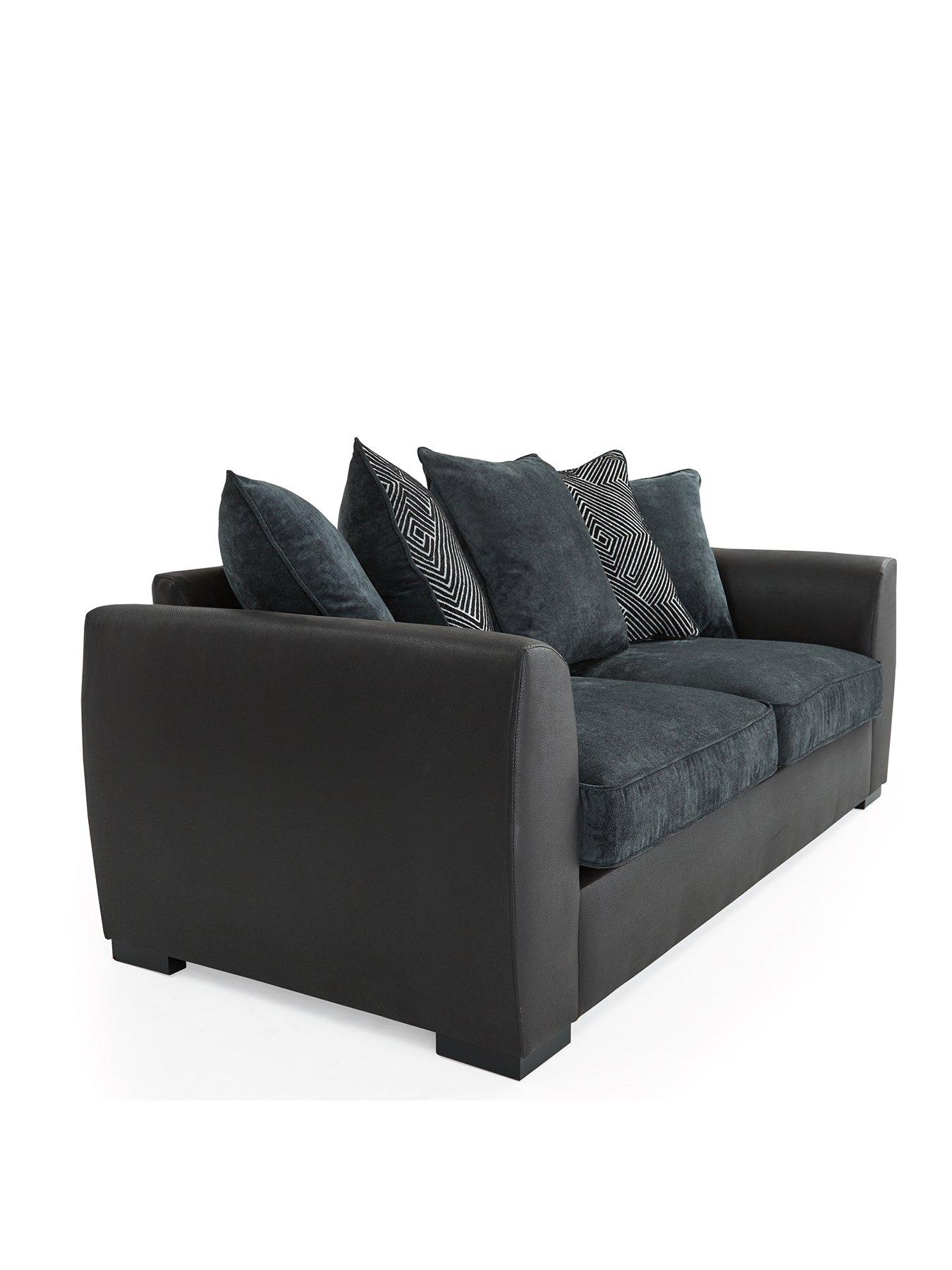 Image 3 of 7 of Very Home Cabo Fabric and Faux Leather 3 Seater Sofa - Charcoal&nbsp;- FSC&reg; Certified