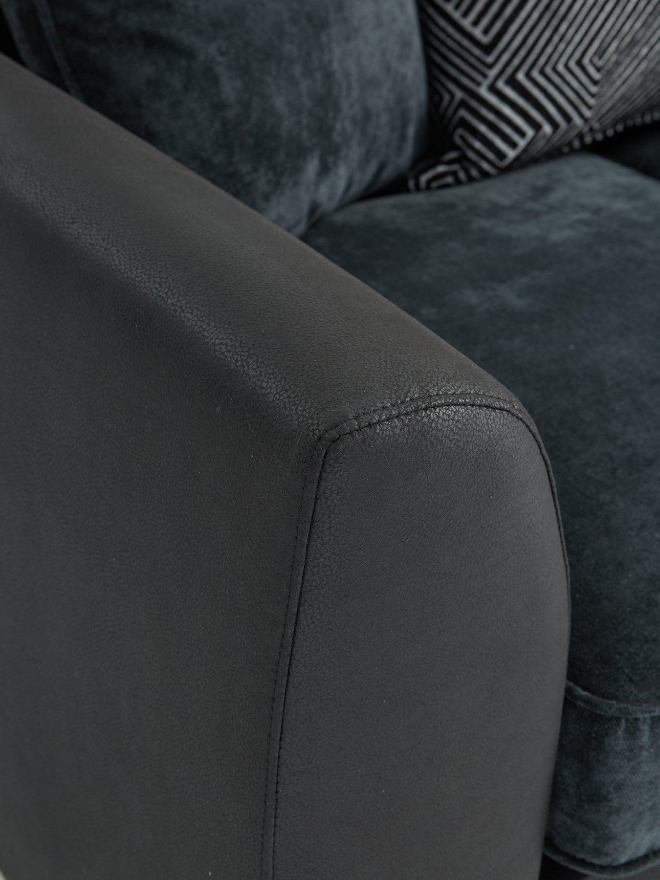 Image 4 of 7 of Very Home Cabo Fabric and Faux Leather 3 Seater Sofa - Charcoal&nbsp;- FSC&reg; Certified