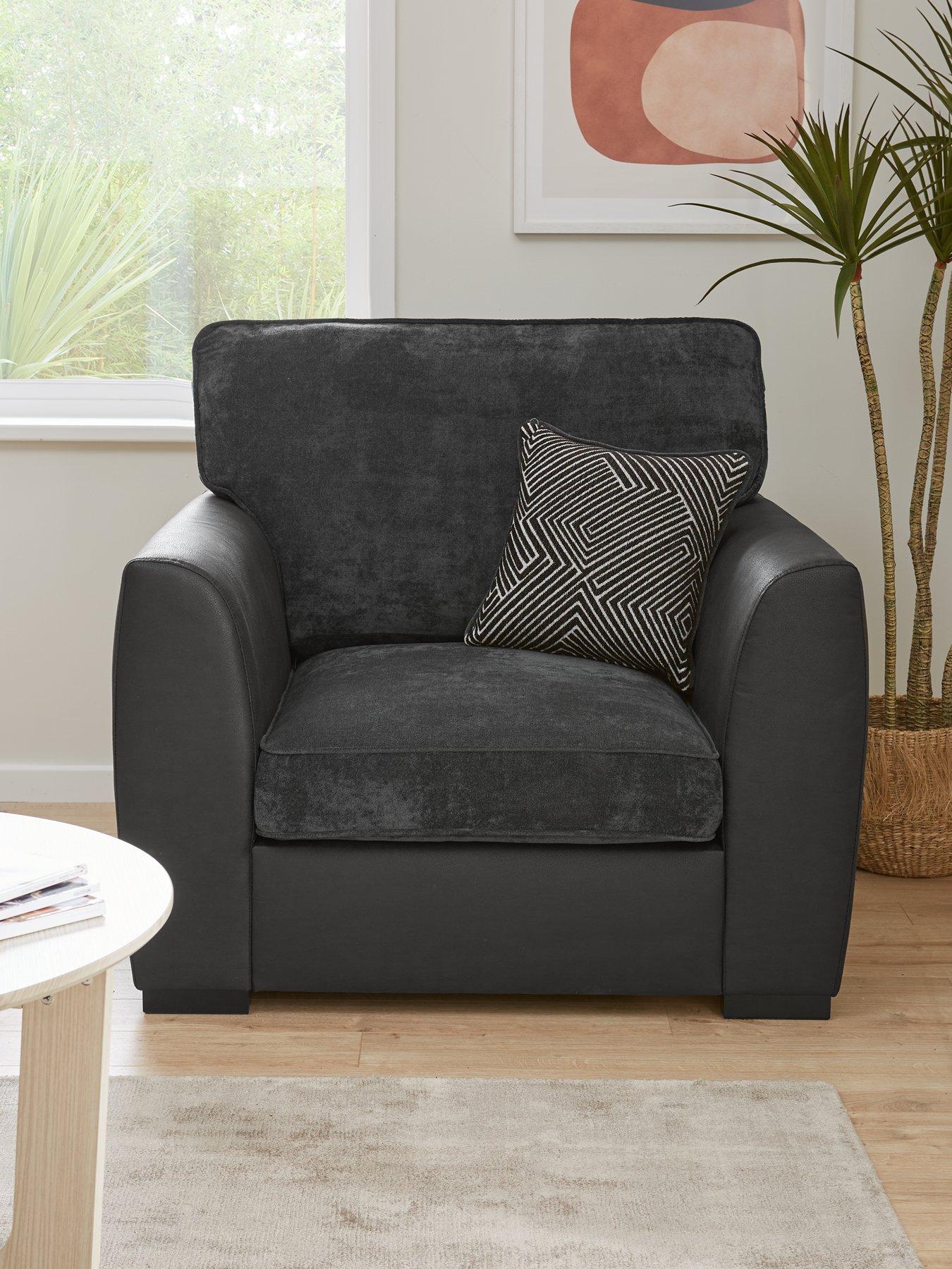 undefined Cabo Fabric and Faux Leather Armchair - Charcoal - FSC® Certified