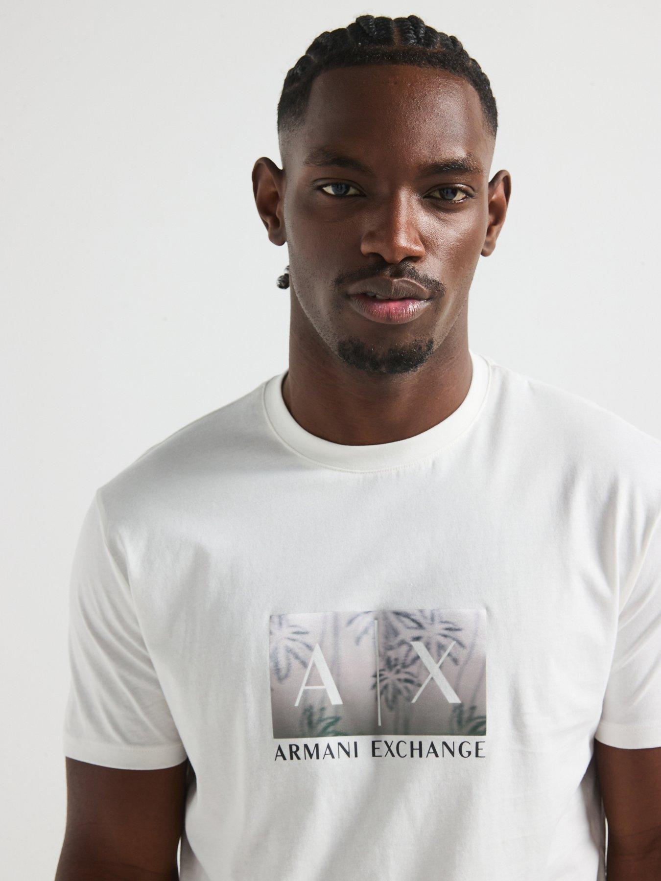 Image 4 of 5 of Armani Exchange Printed Logo T-Shirt - Off White