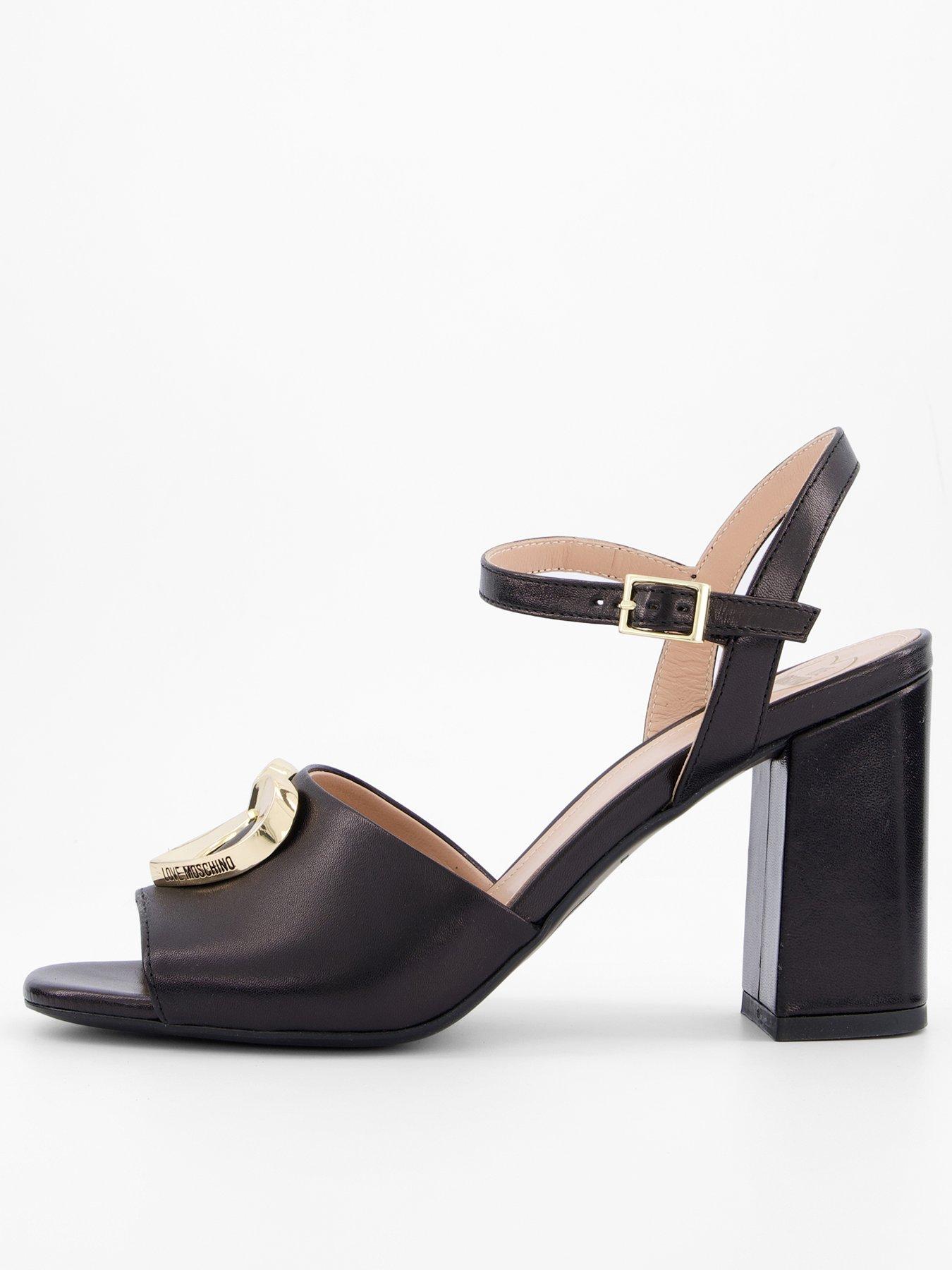 LOVE MOSCHINO Block Heeled Sandal - Black