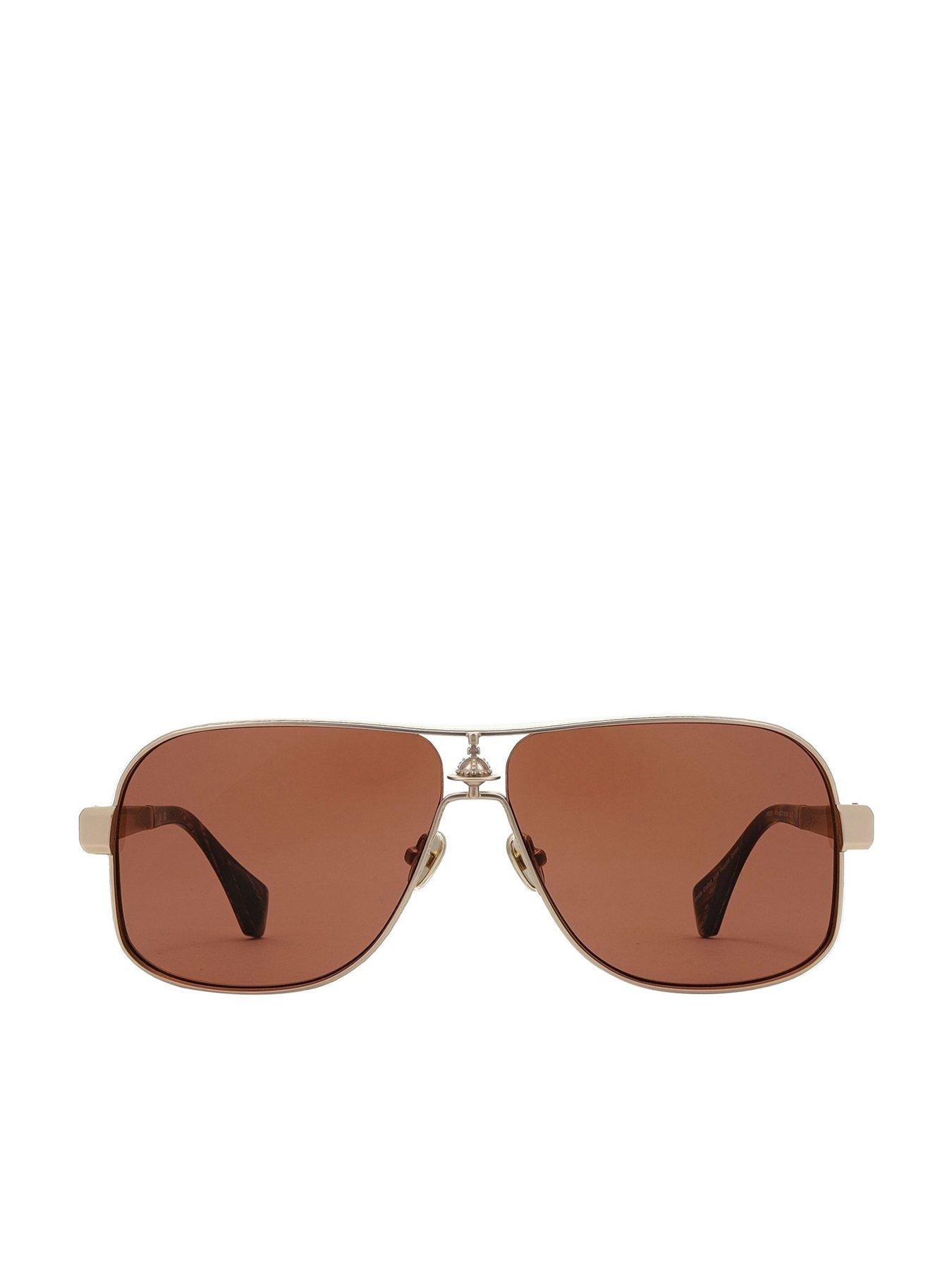 undefined Large Metal Aviator Sunglass - Matt Gold