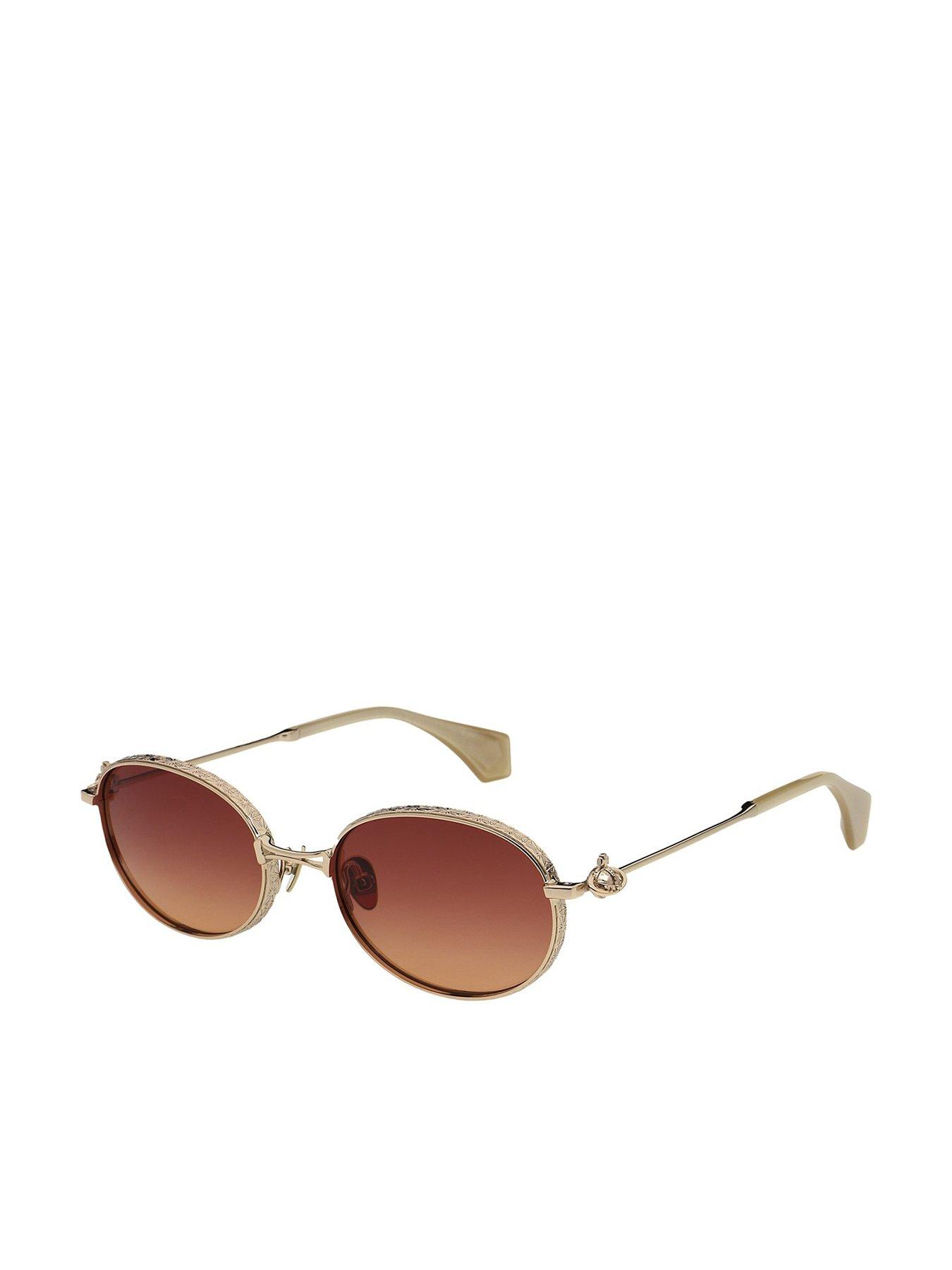 undefined Small Metal Oval Sunglass - Gold