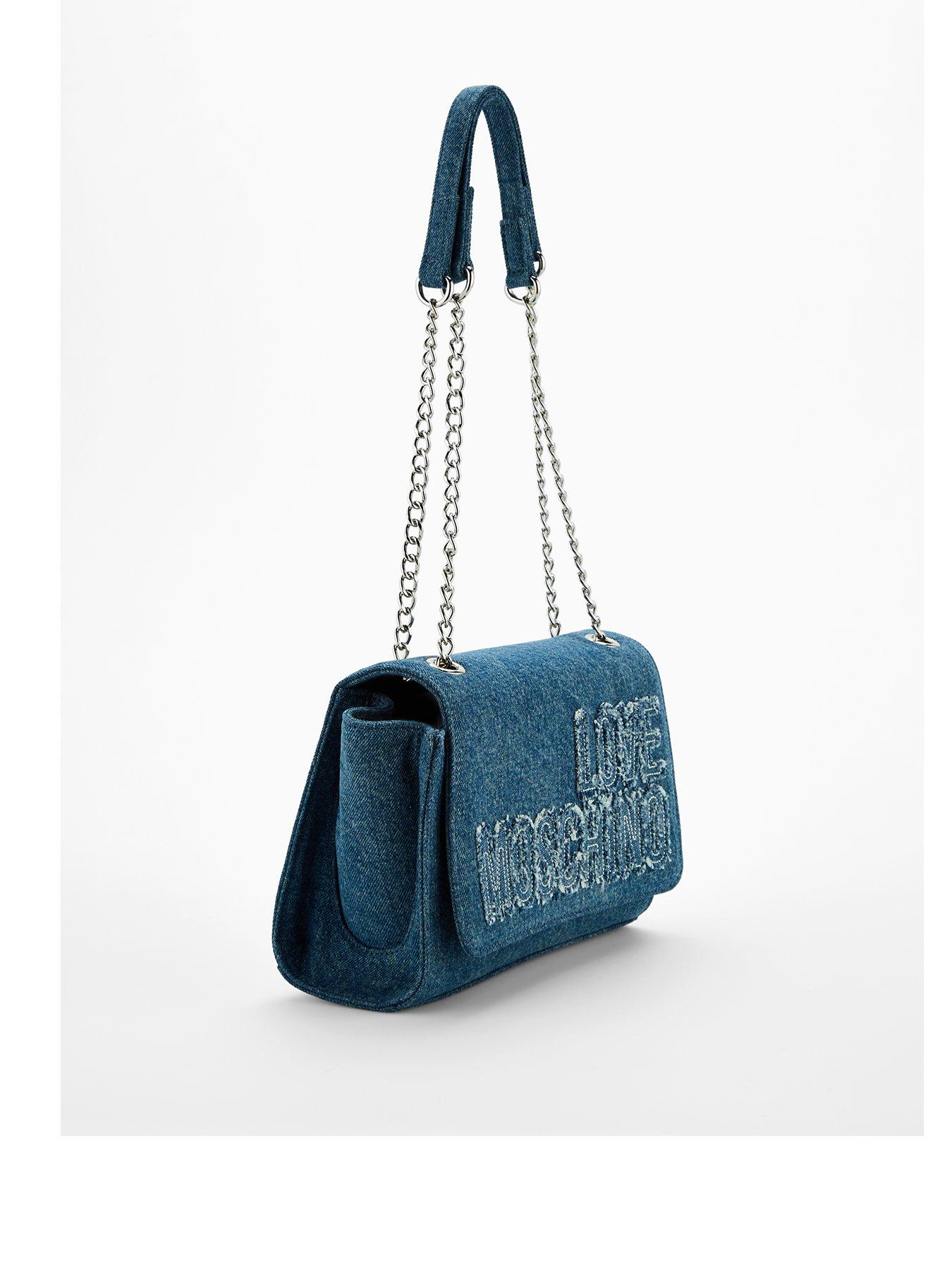 Image 2 of 4 of LOVE MOSCHINO Denim Flap Shoulder Bag - Blue