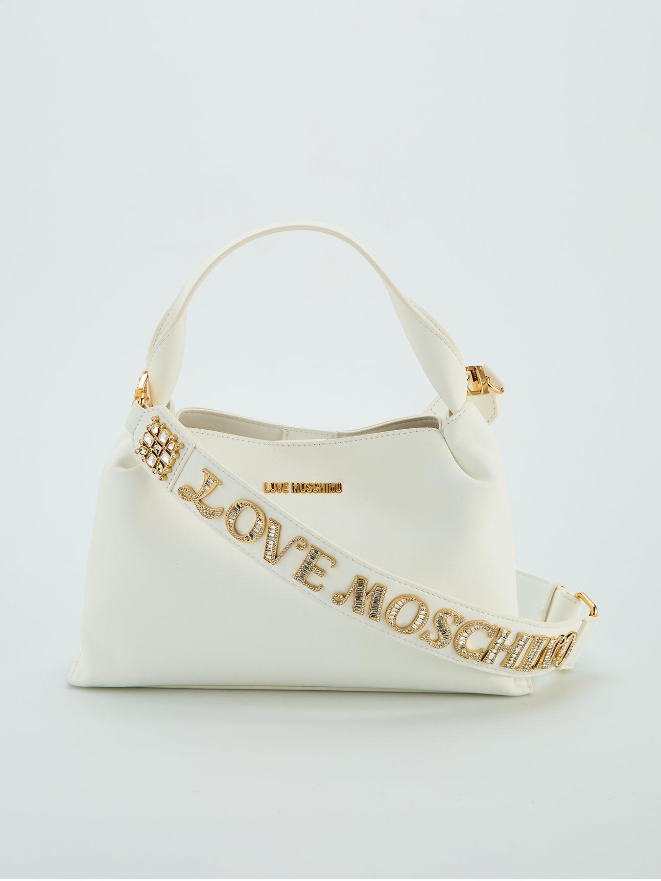 undefined Sparkle Logo Strap Small Tote - White