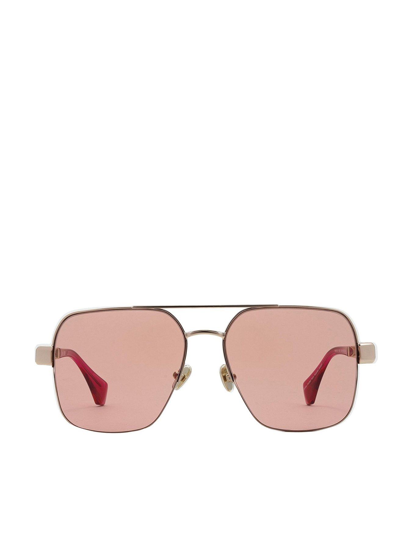 undefined Large Square Metal Navigator Sunglass - Gold