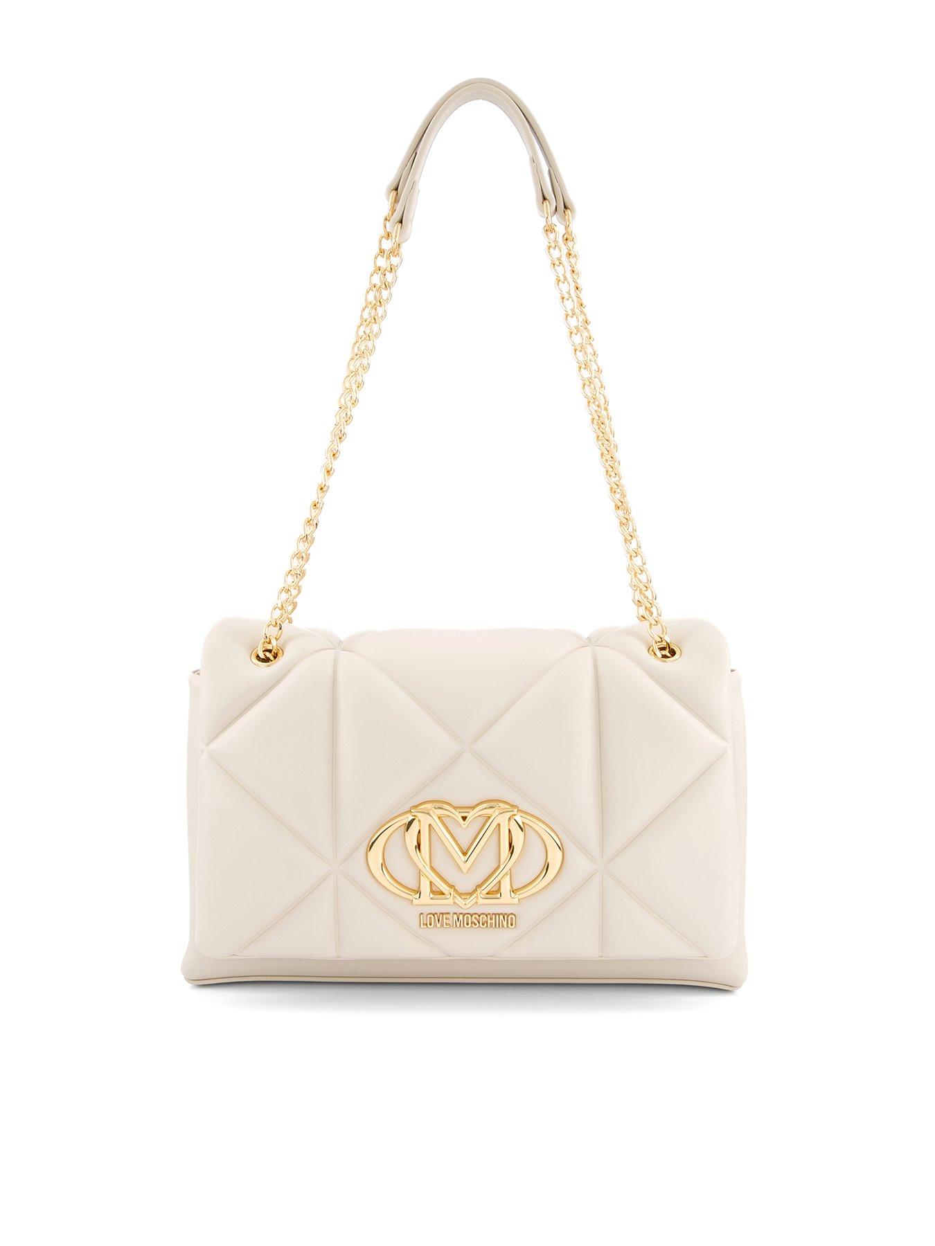 undefined Puffy Quilted Heart Logo Shoulder Bag - Ivory