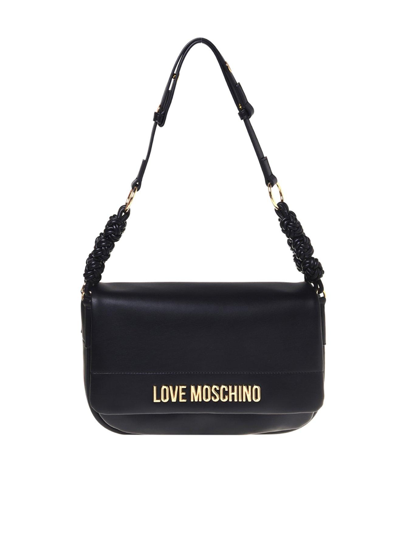 undefined Braided Strap Flap Shoulder Bag - Black
