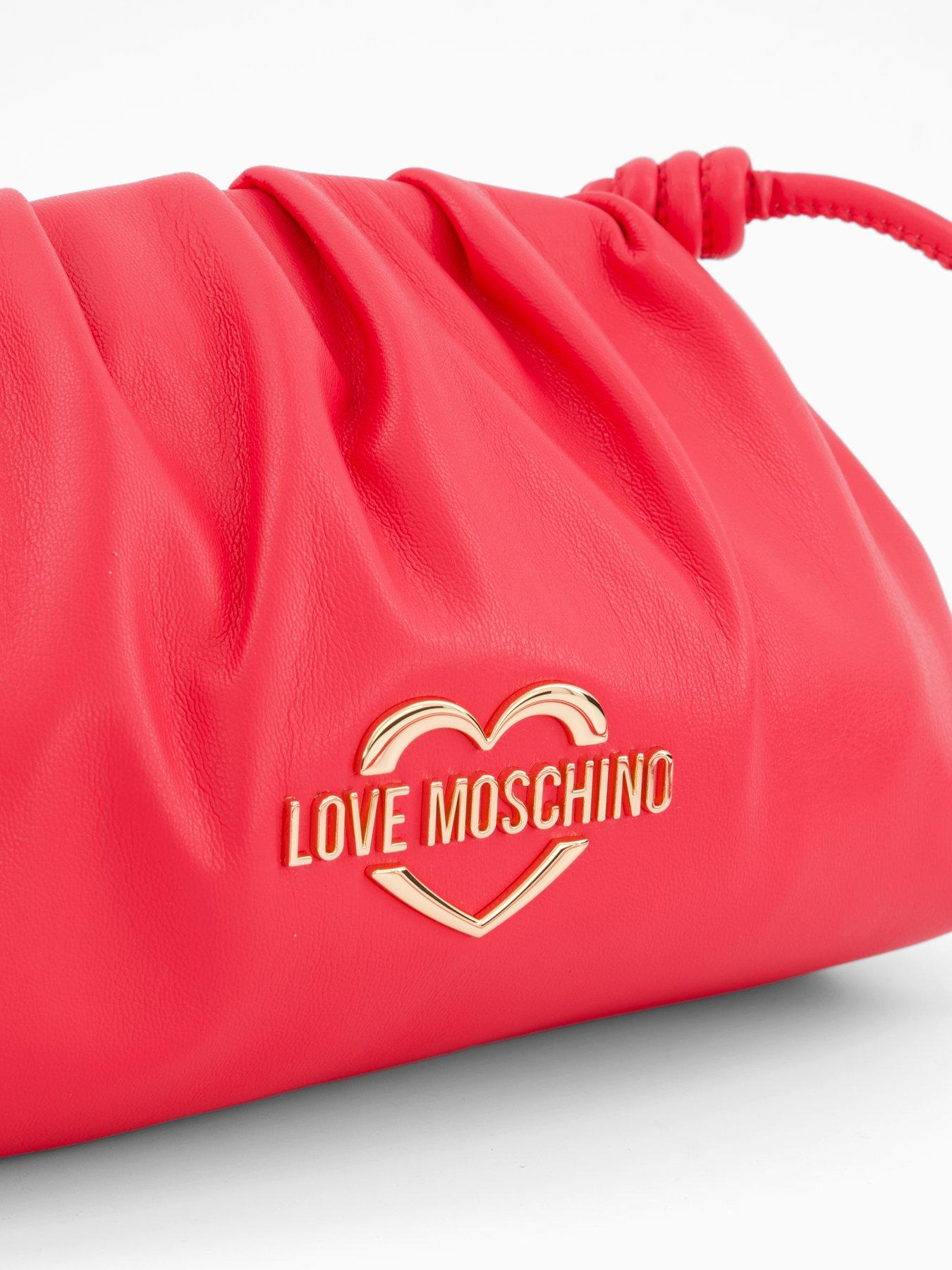 Image 3 of 4 of LOVE MOSCHINO Scrunched Logo Clutch Strap - Fuchsia