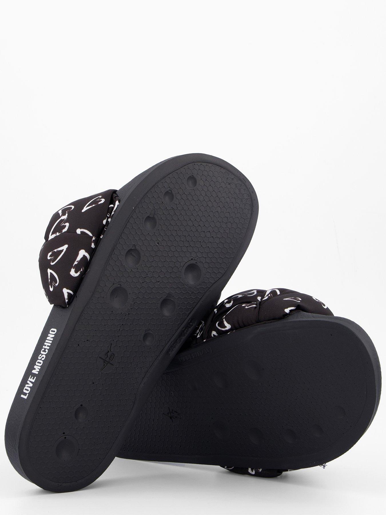 Image 3 of 5 of LOVE MOSCHINO Heart Printed Satin Slide - Black-White