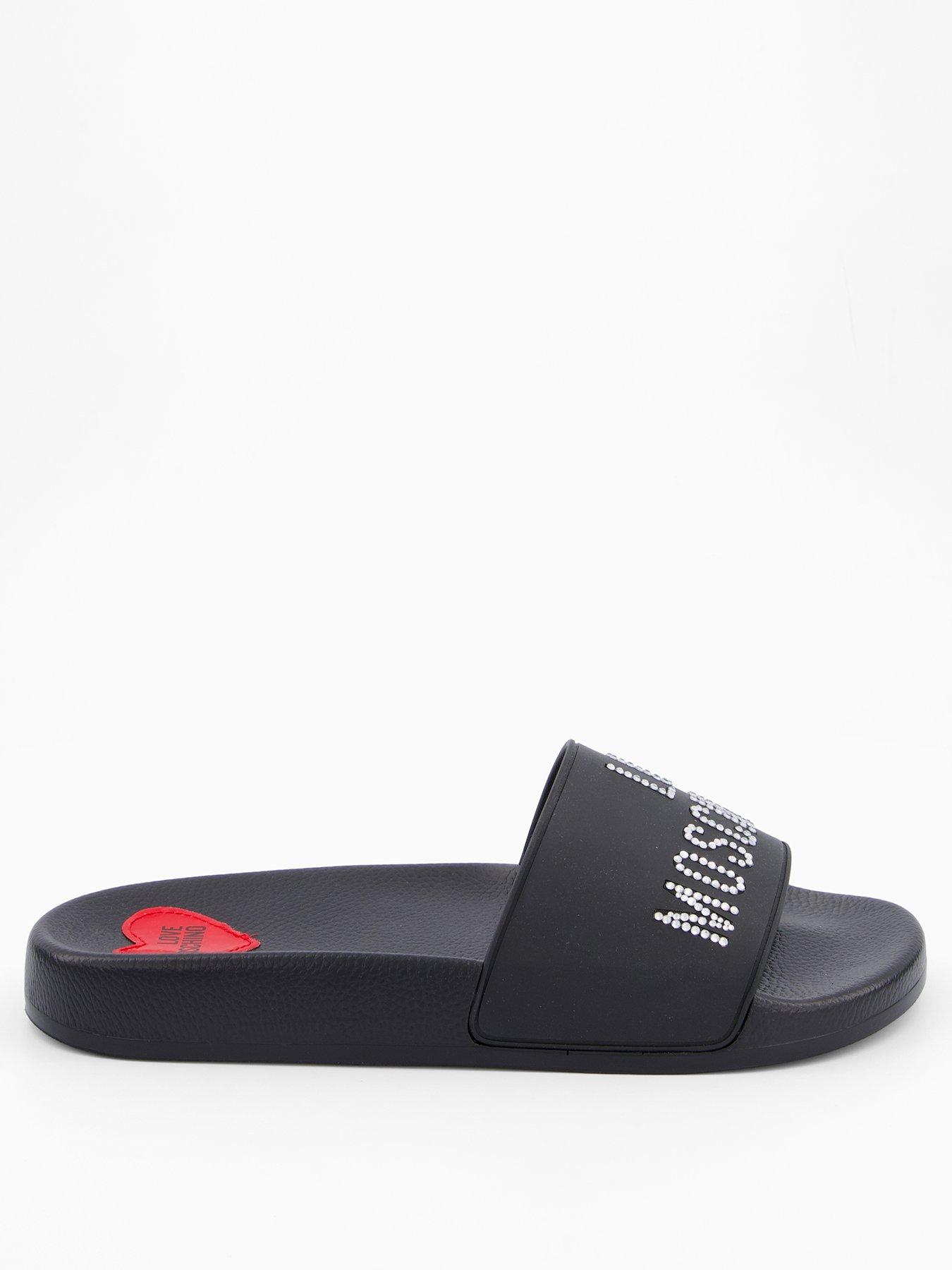 Image 2 of 5 of LOVE MOSCHINO Rubber Logo Slide - Black